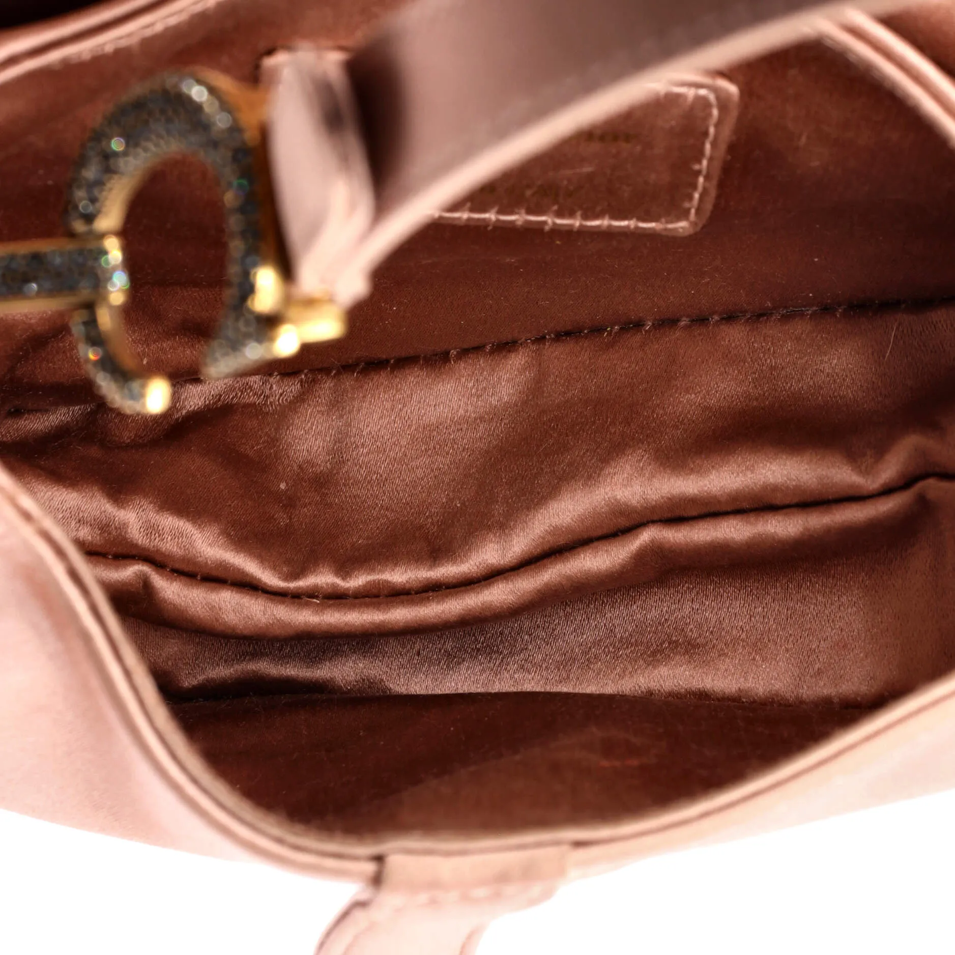 Saddle Handbag Satin with Crystals Mini