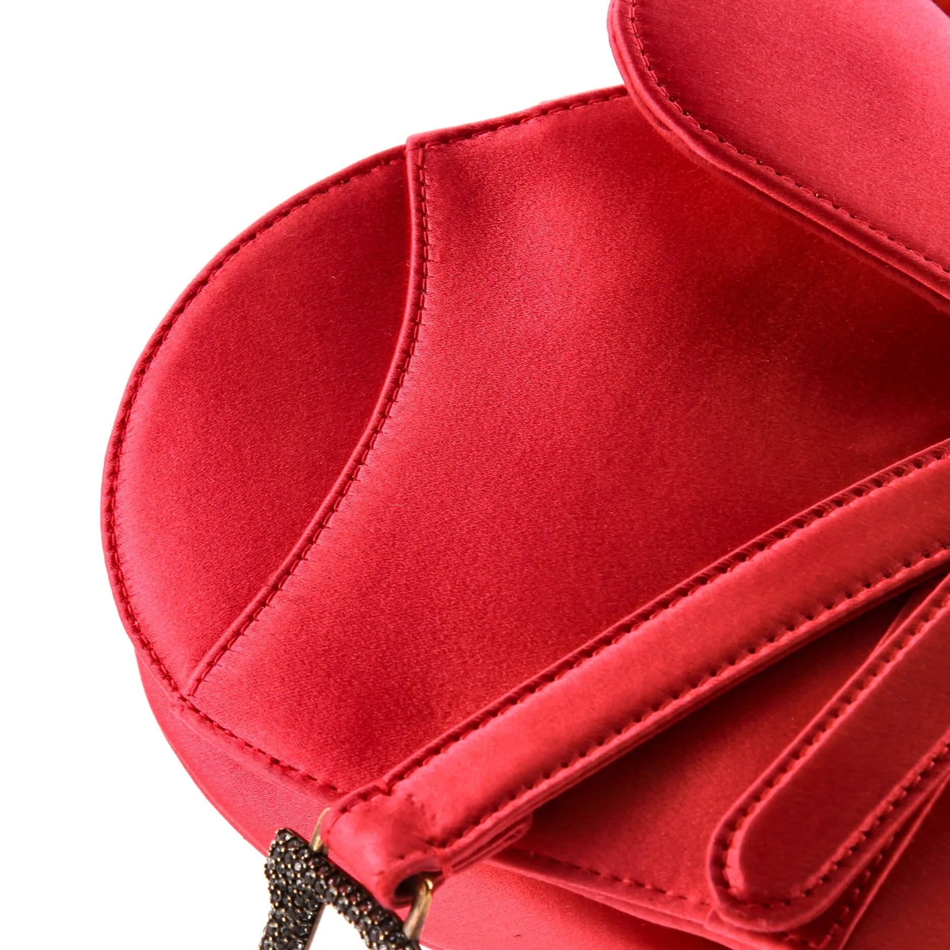 Saddle Handbag Satin with Crystals Mini