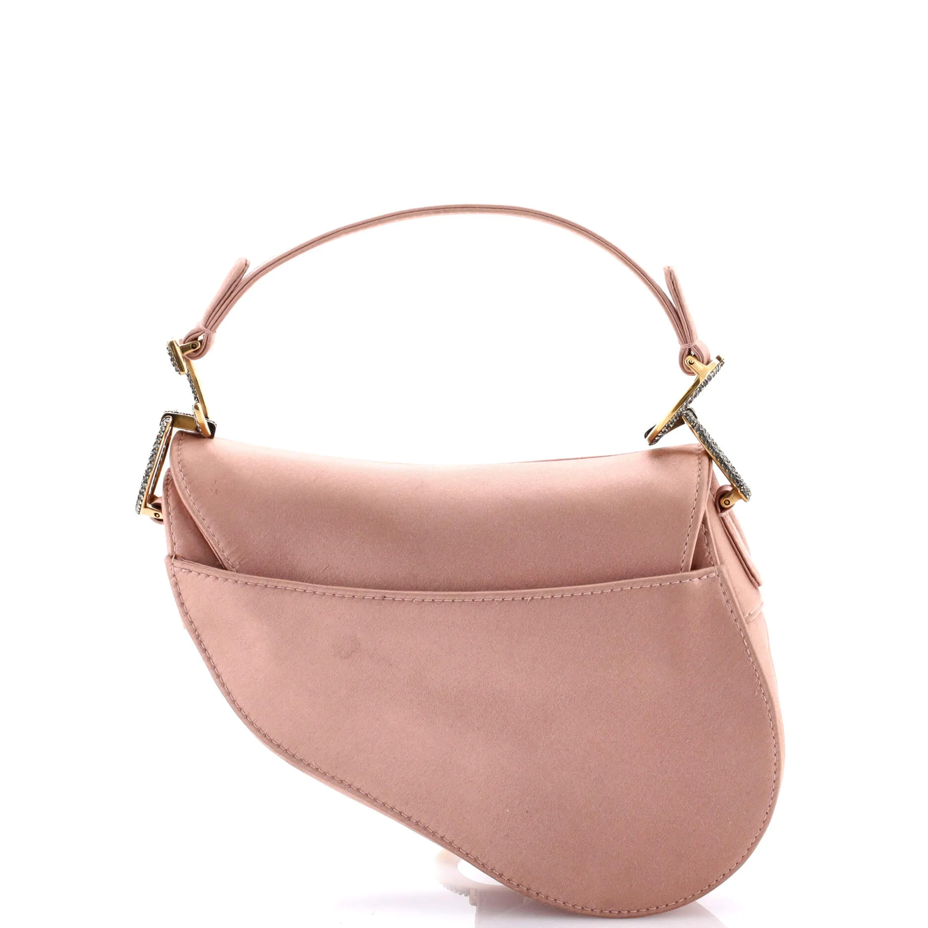Saddle Handbag Satin with Crystals Mini