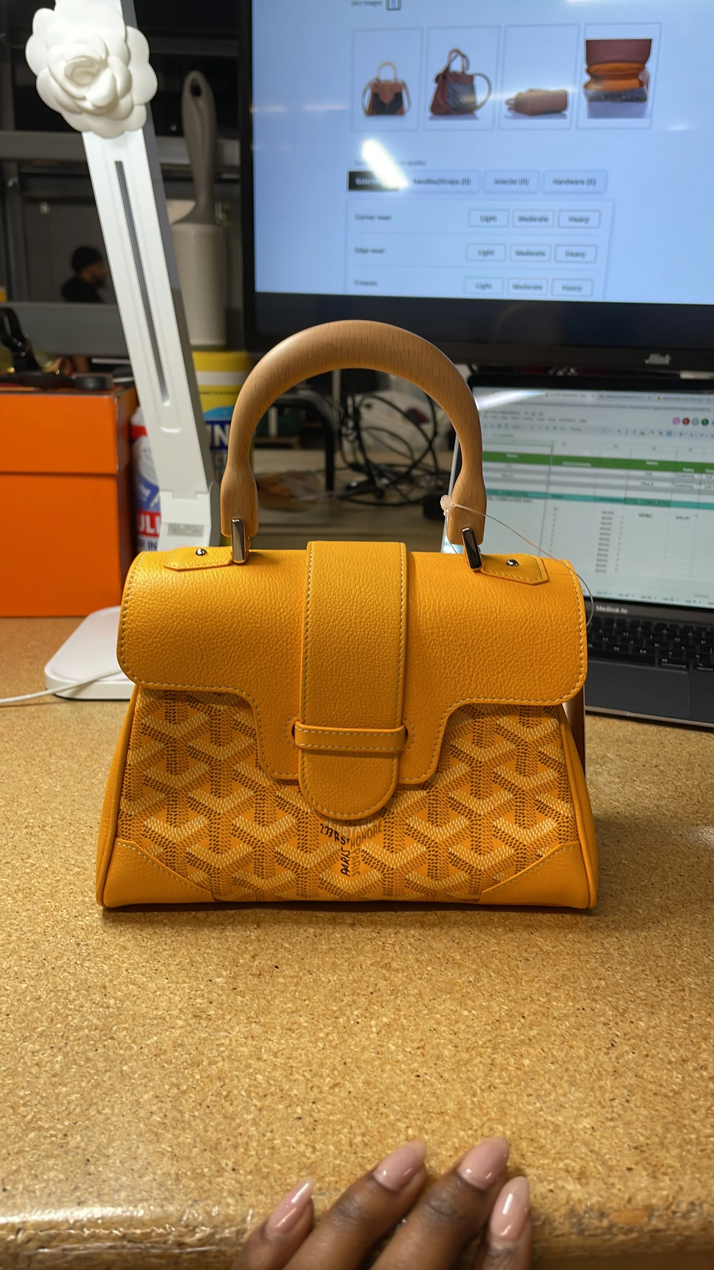 Saigon Top Handle Bag Coated Canvas with Leather Mini