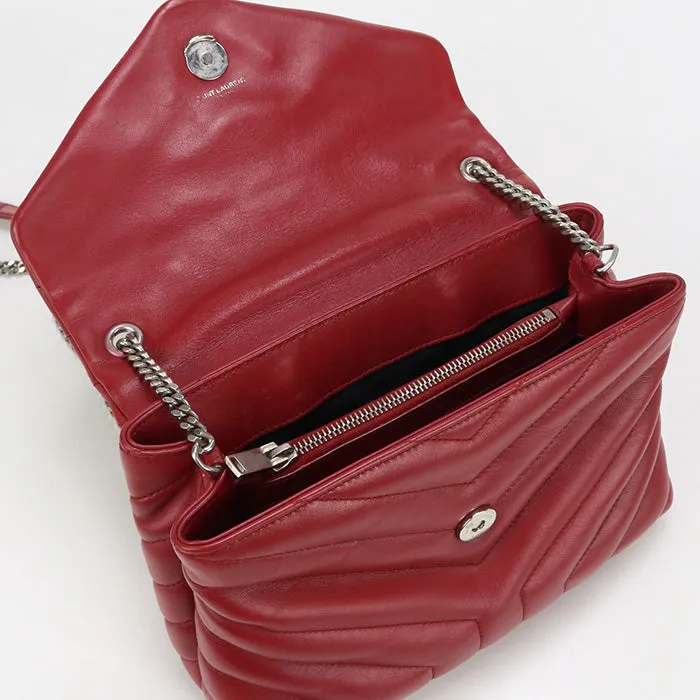 SAINT LAURENT 466476 Shoulder Bag Small Lulu Quilting ChainShoulder Bag leather Red Women