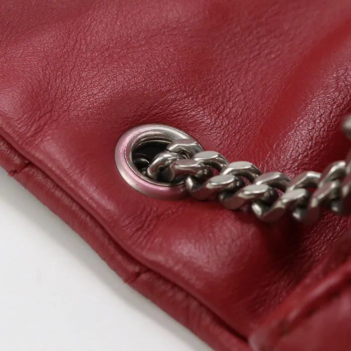 SAINT LAURENT 466476 Shoulder Bag Small Lulu Quilting ChainShoulder Bag leather Red Women