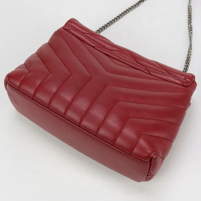 SAINT LAURENT 466476 Shoulder Bag Small Lulu Quilting ChainShoulder Bag leather Red Women