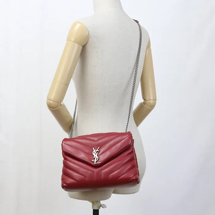 SAINT LAURENT 466476 Shoulder Bag Small Lulu Quilting ChainShoulder Bag leather Red Women