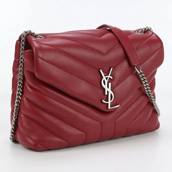 SAINT LAURENT 466476 Shoulder Bag Small Lulu Quilting ChainShoulder Bag leather Red Women