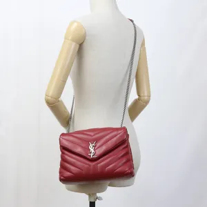SAINT LAURENT 466476 Shoulder Bag Small Lulu Quilting ChainShoulder Bag leather Red Women