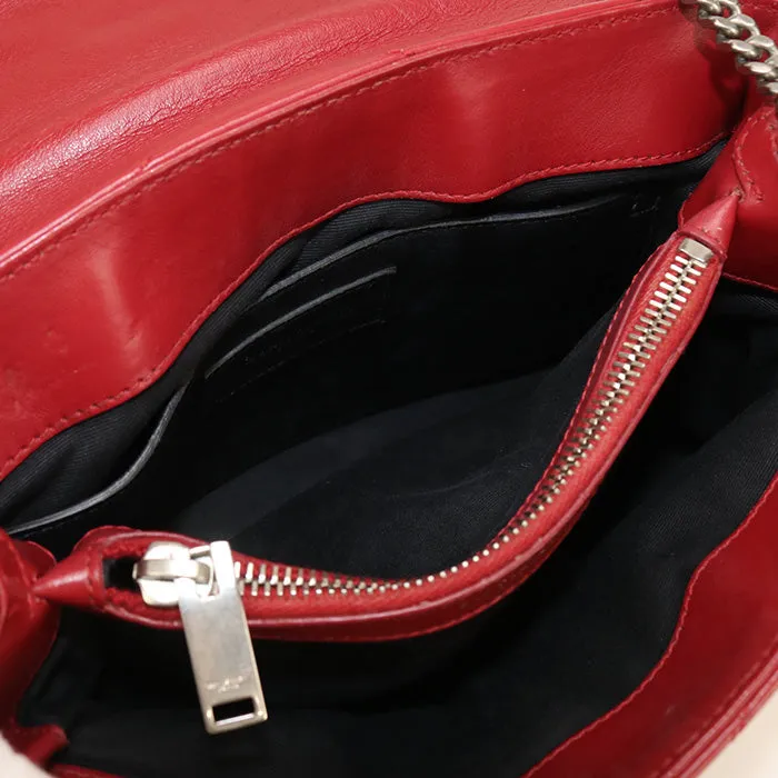 SAINT LAURENT 466476 Shoulder Bag Small Lulu Quilting ChainShoulder Bag leather Red Women