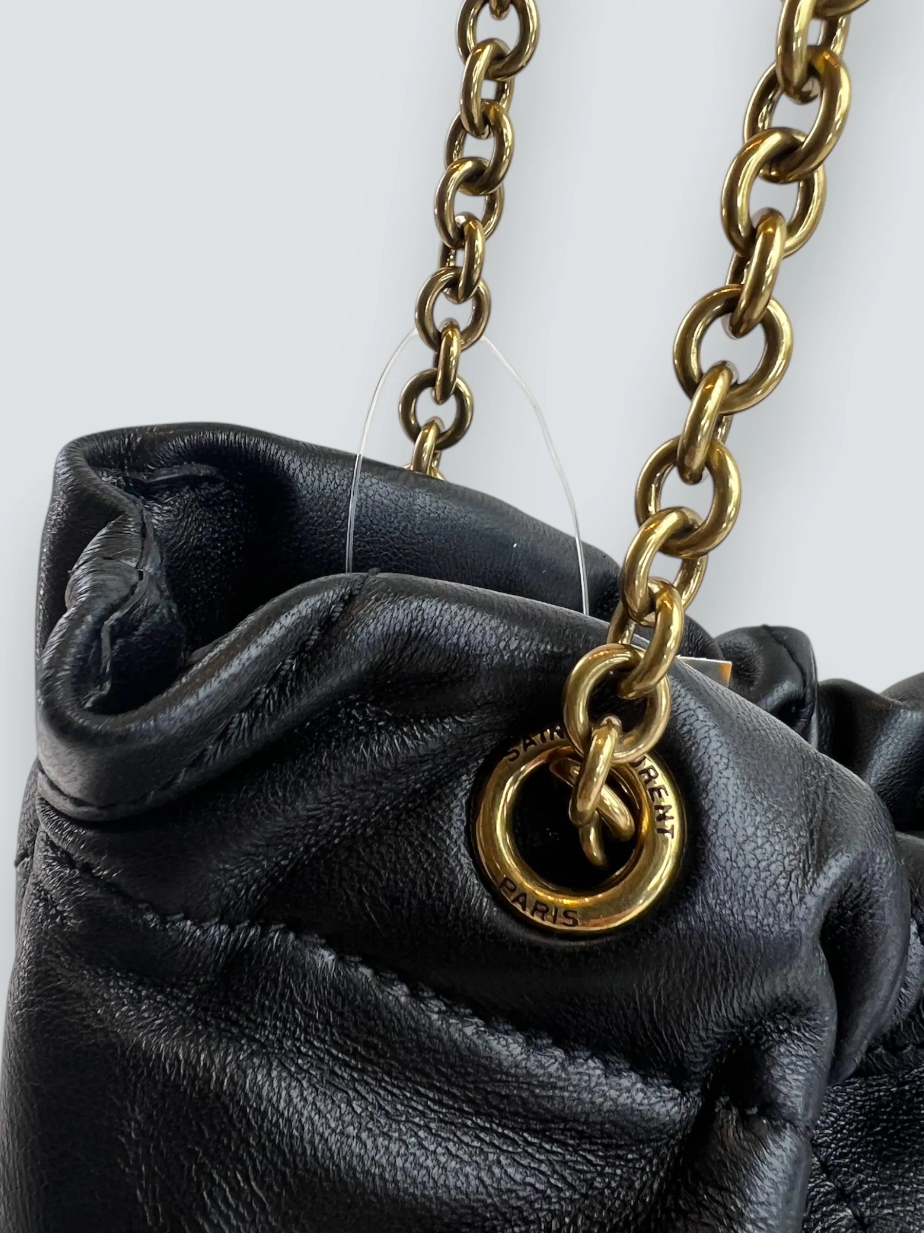 Saint Laurent Black Lambskin Leather "Jamie" Shoulder Bag