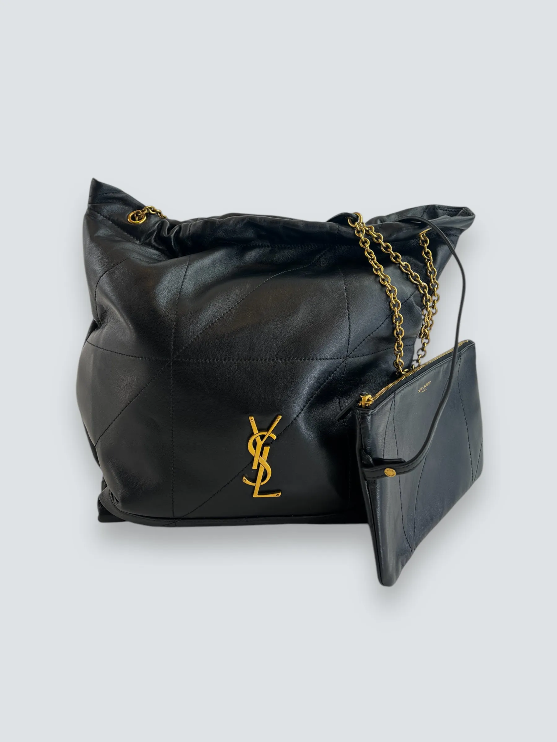 Saint Laurent Black Lambskin Leather "Jamie" Shoulder Bag