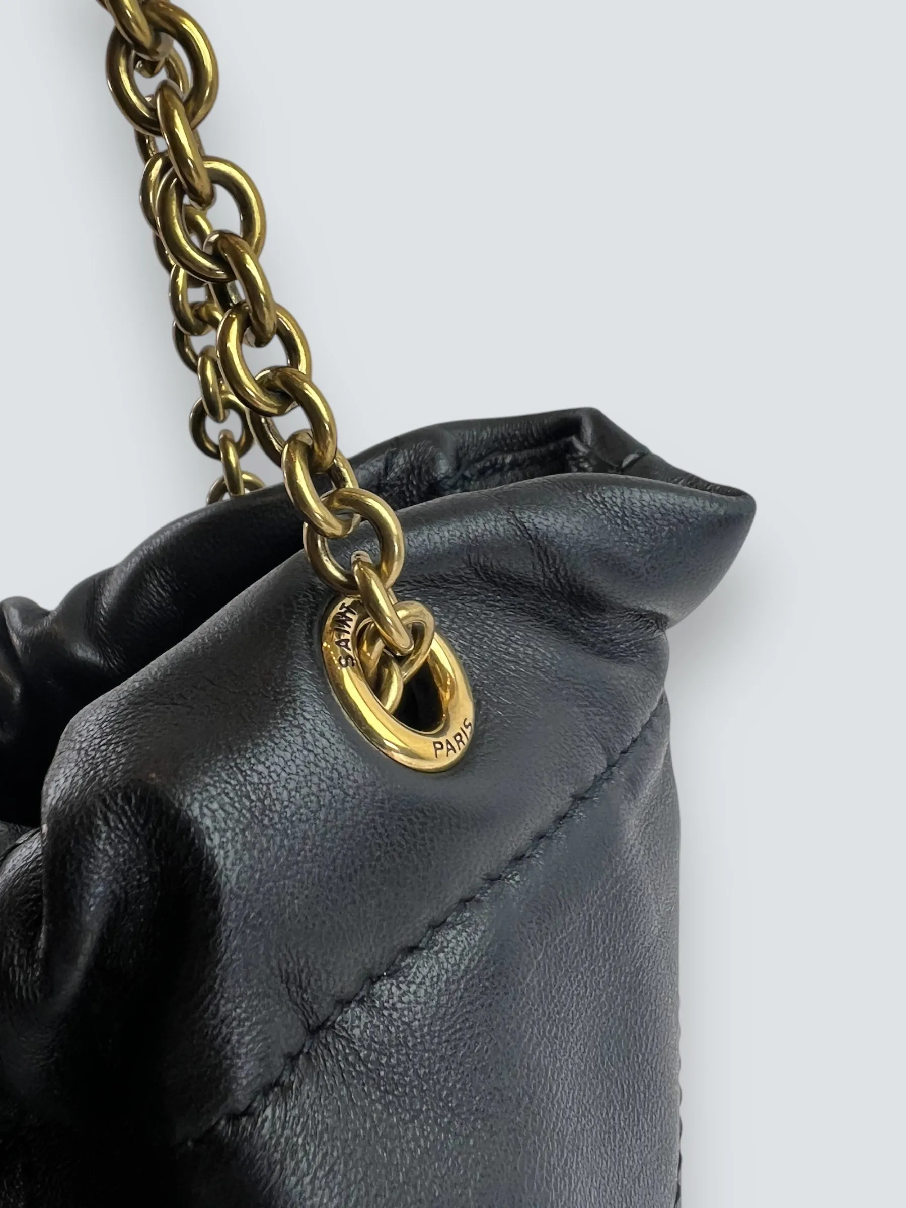 Saint Laurent Black Lambskin Leather "Jamie" Shoulder Bag