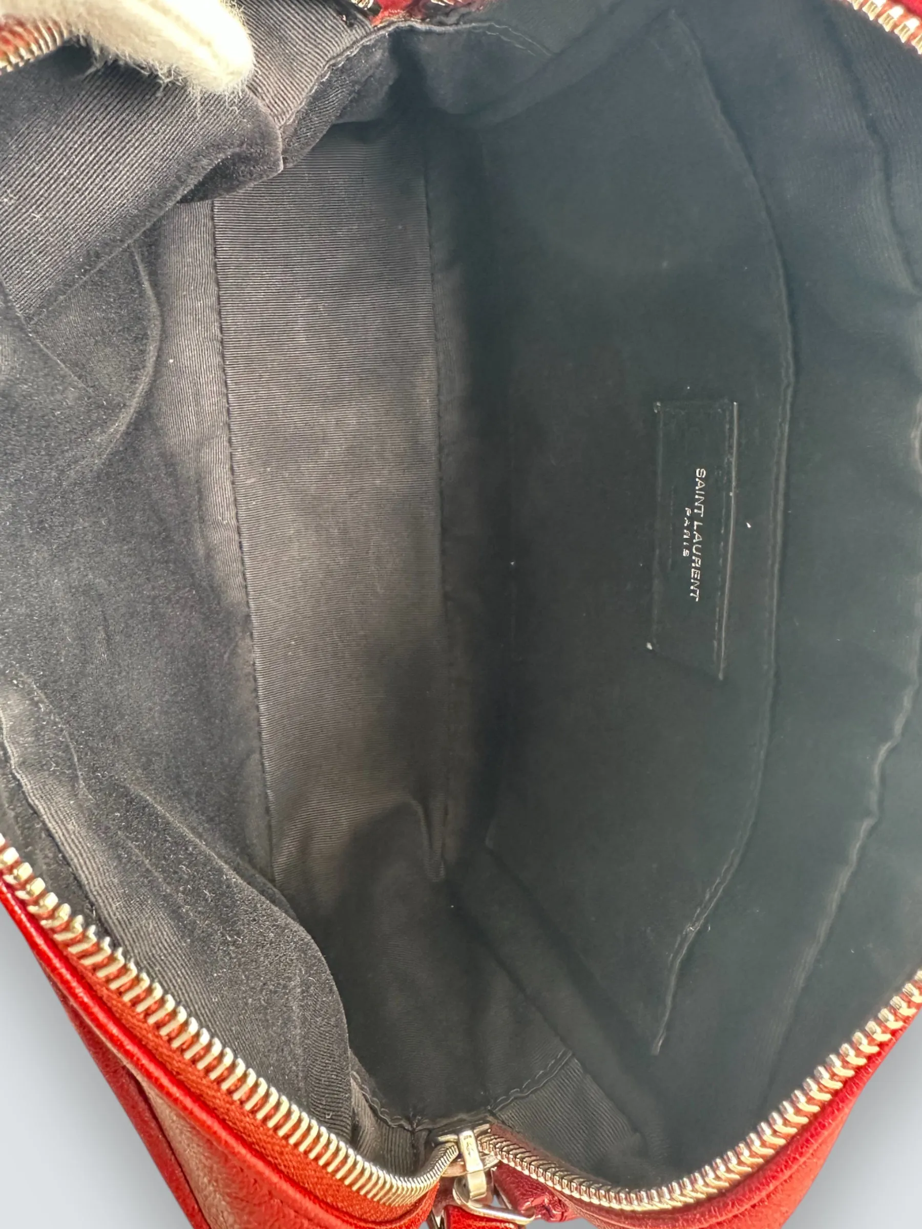 Saint Laurent Dark Red Leather "Lou" Crossbody