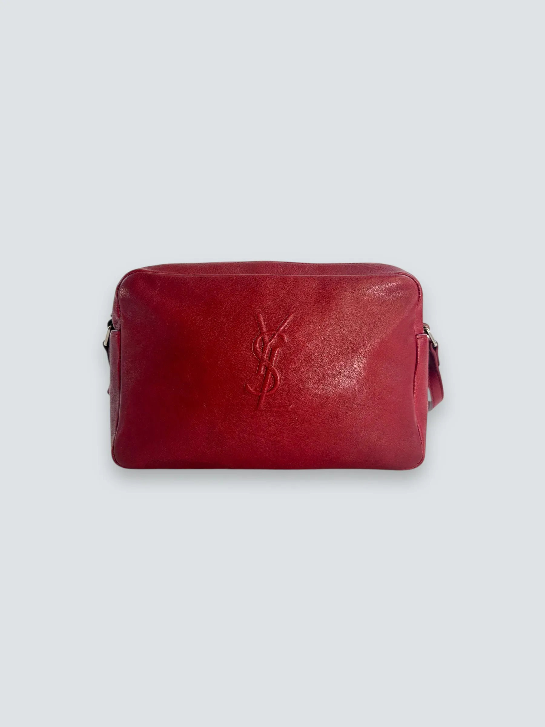 Saint Laurent Dark Red Leather "Lou" Crossbody