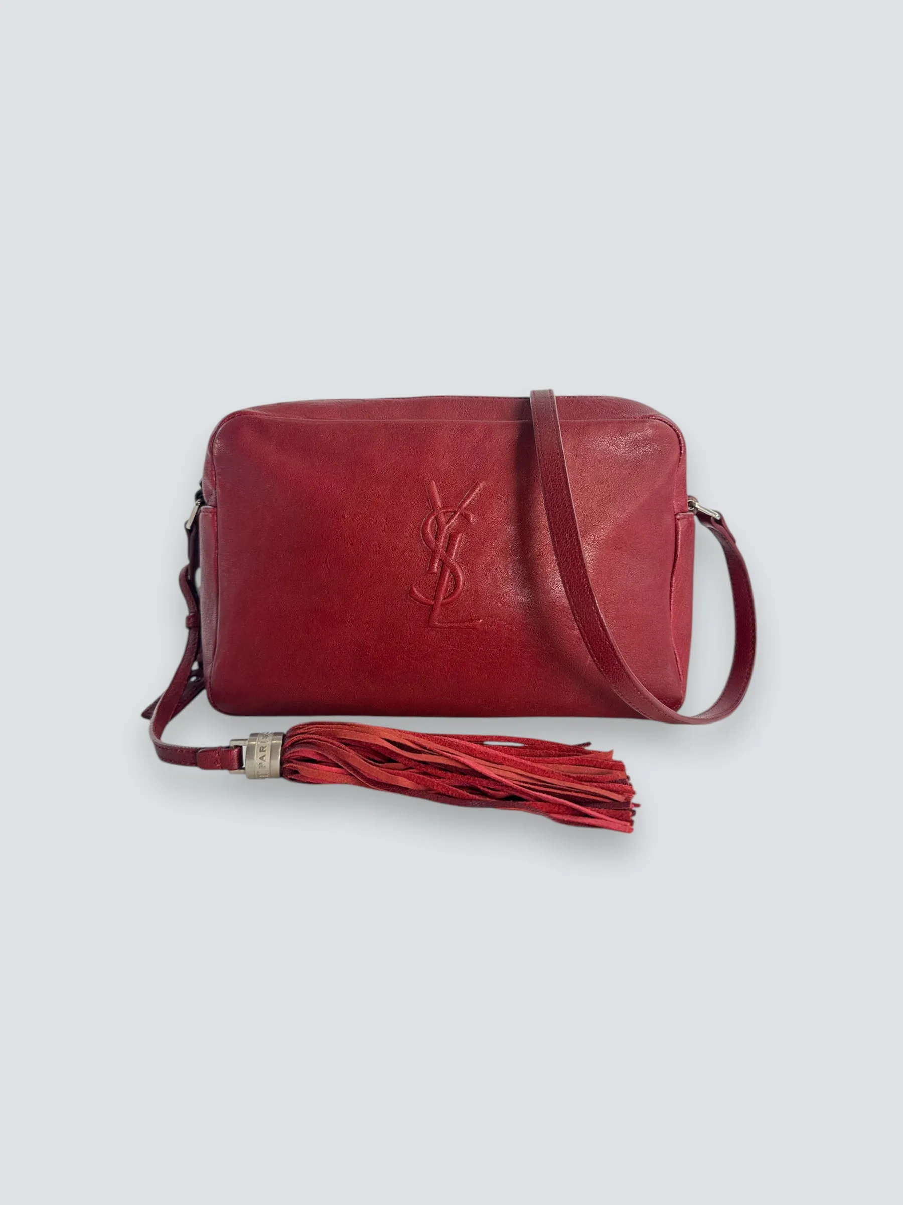 Saint Laurent Dark Red Leather "Lou" Crossbody
