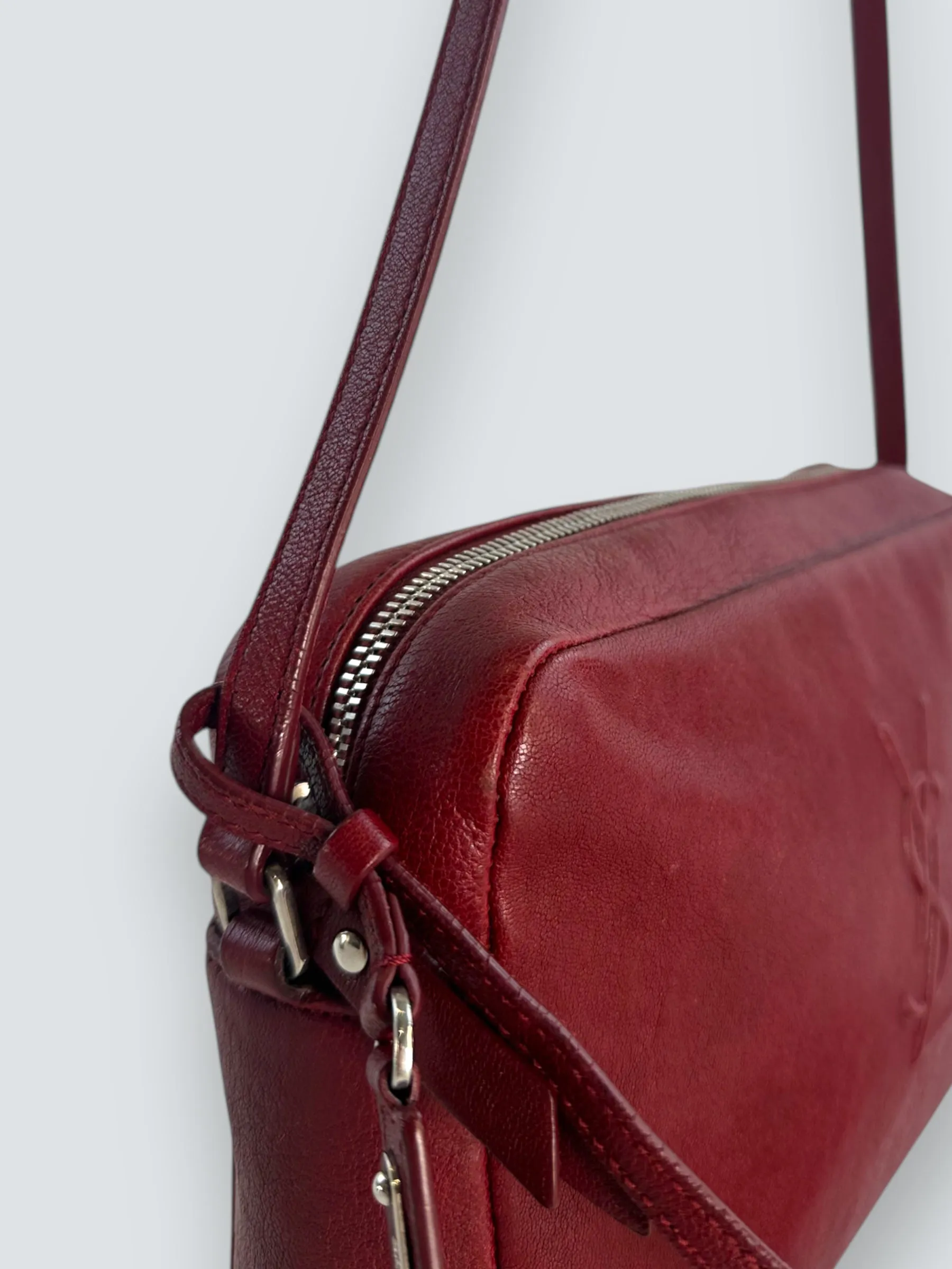 Saint Laurent Dark Red Leather "Lou" Crossbody
