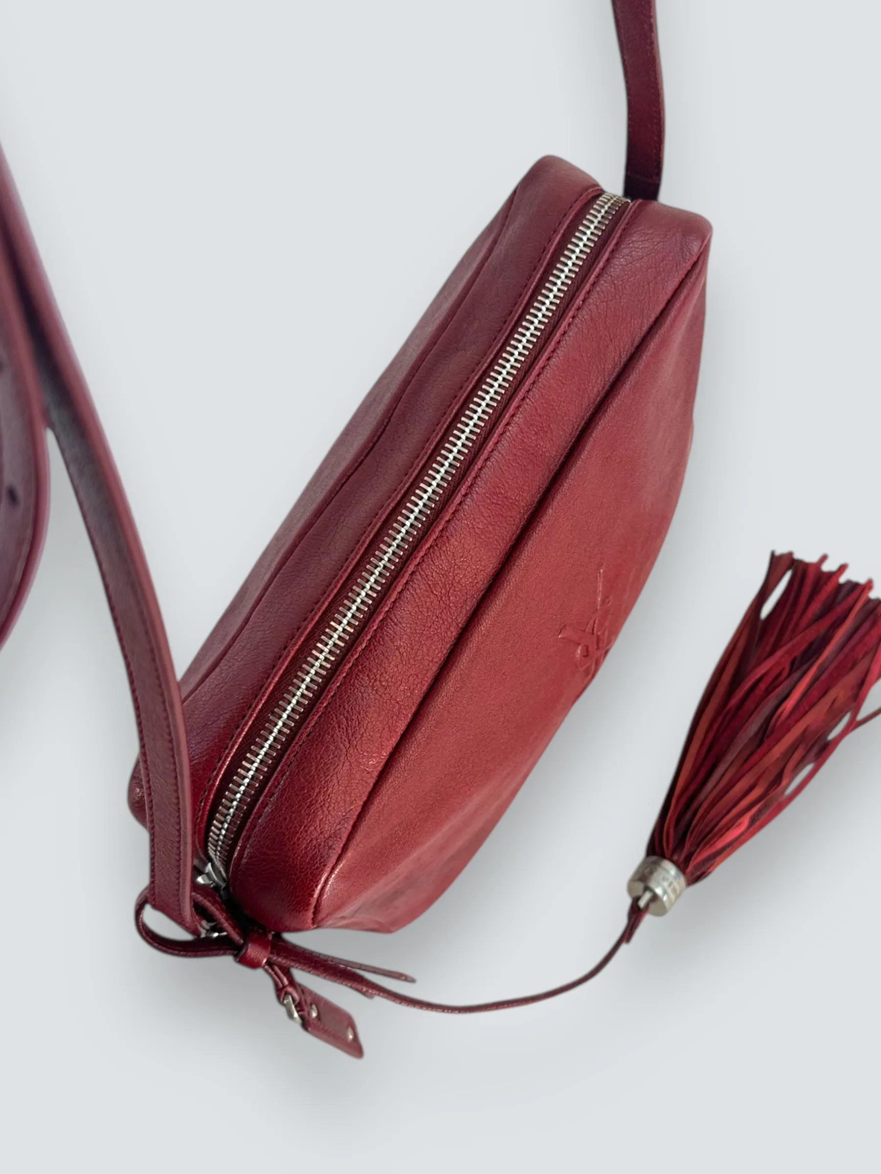 Saint Laurent Dark Red Leather "Lou" Crossbody