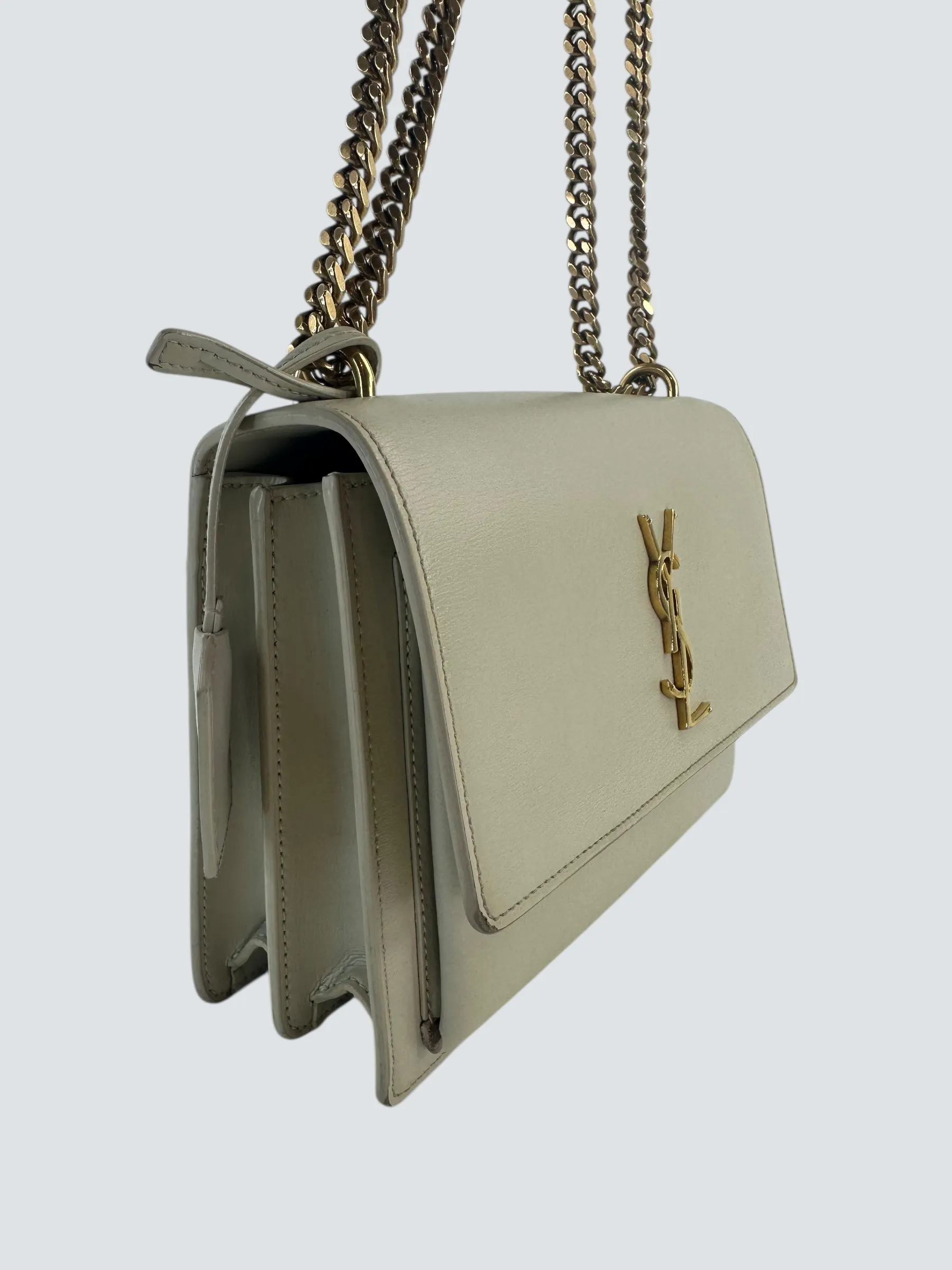 Saint Laurent Off White Leather Sunset Shoulder Bag
