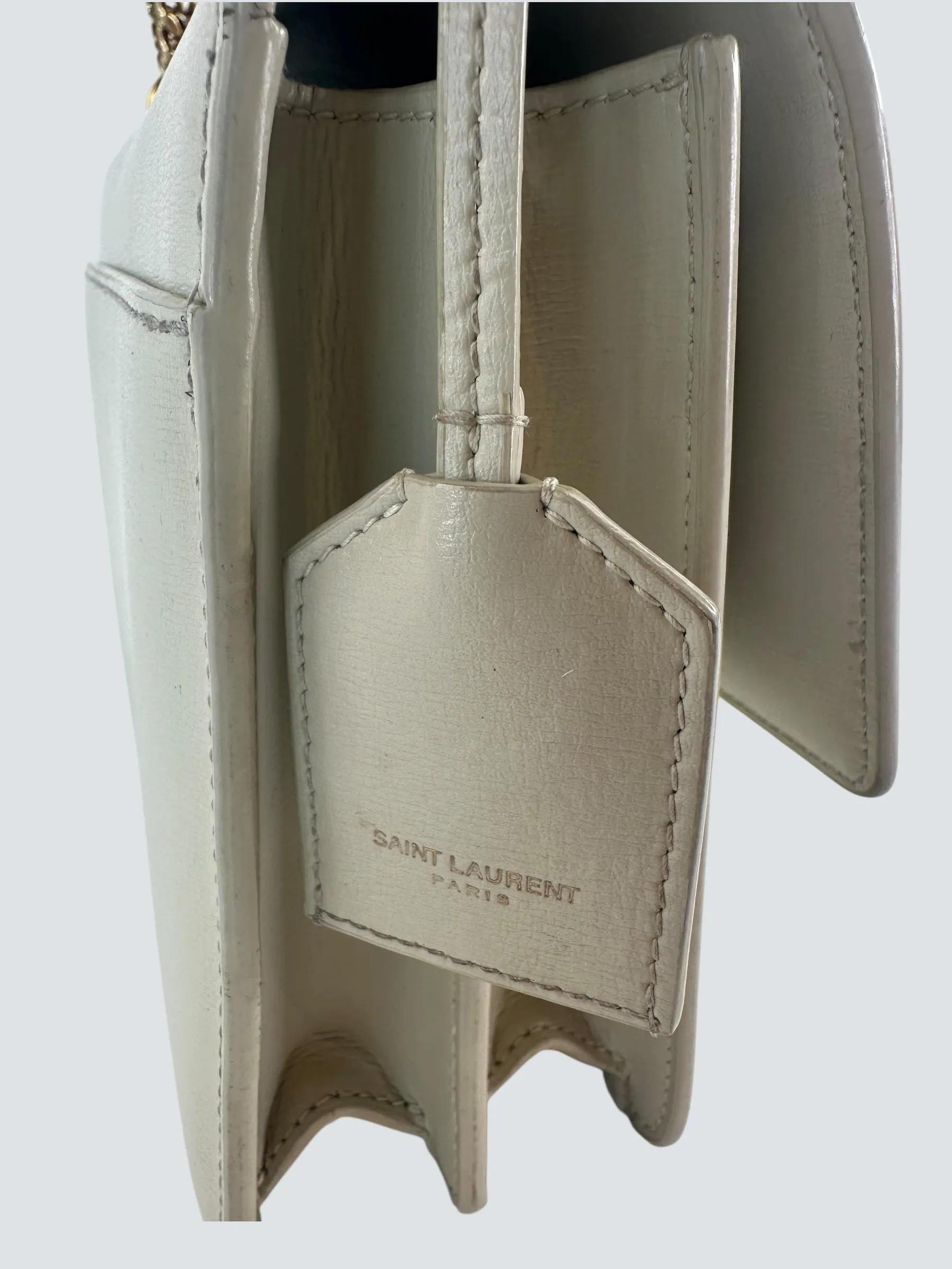 Saint Laurent Off White Leather Sunset Shoulder Bag