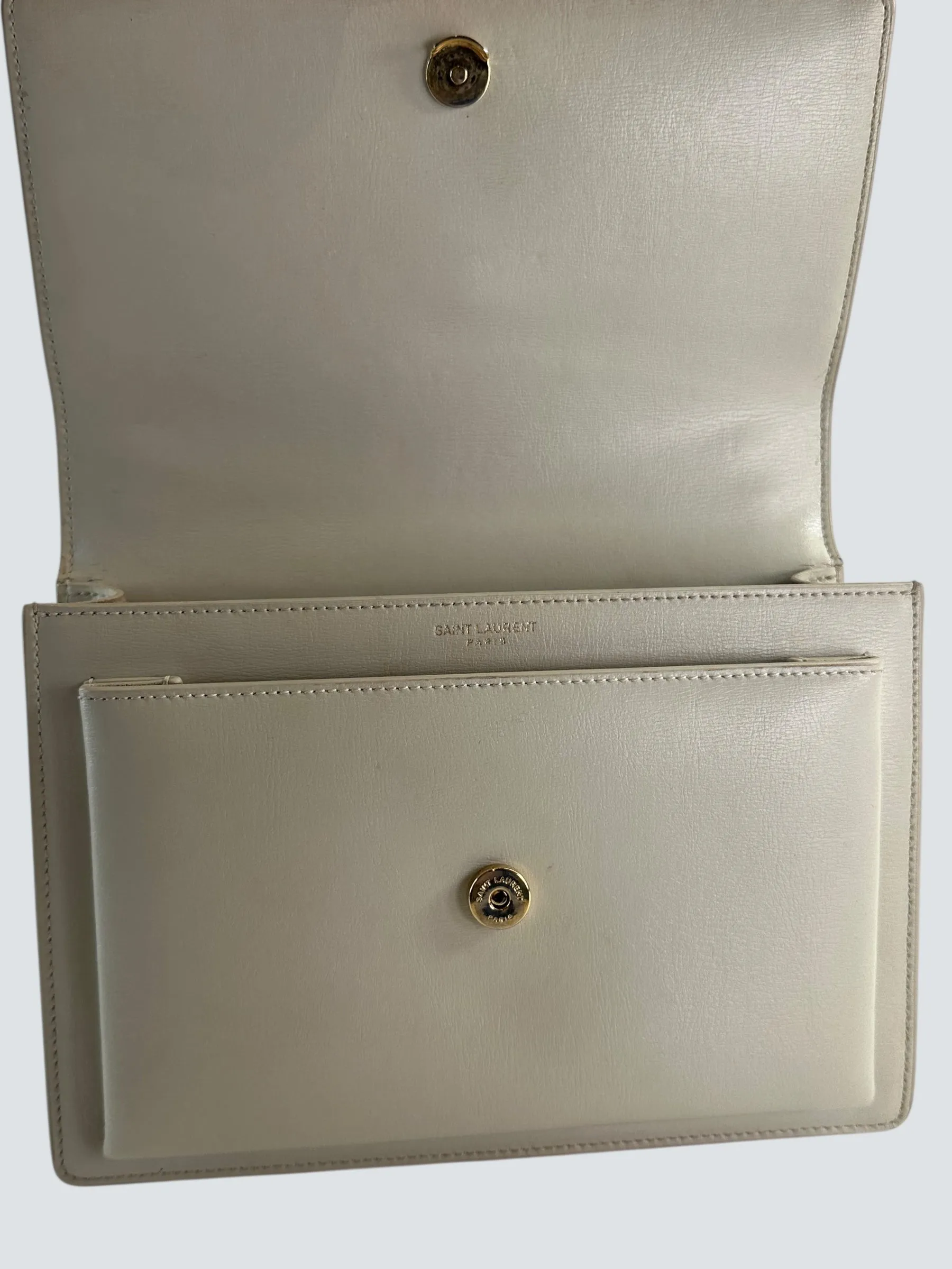 Saint Laurent Off White Leather Sunset Shoulder Bag
