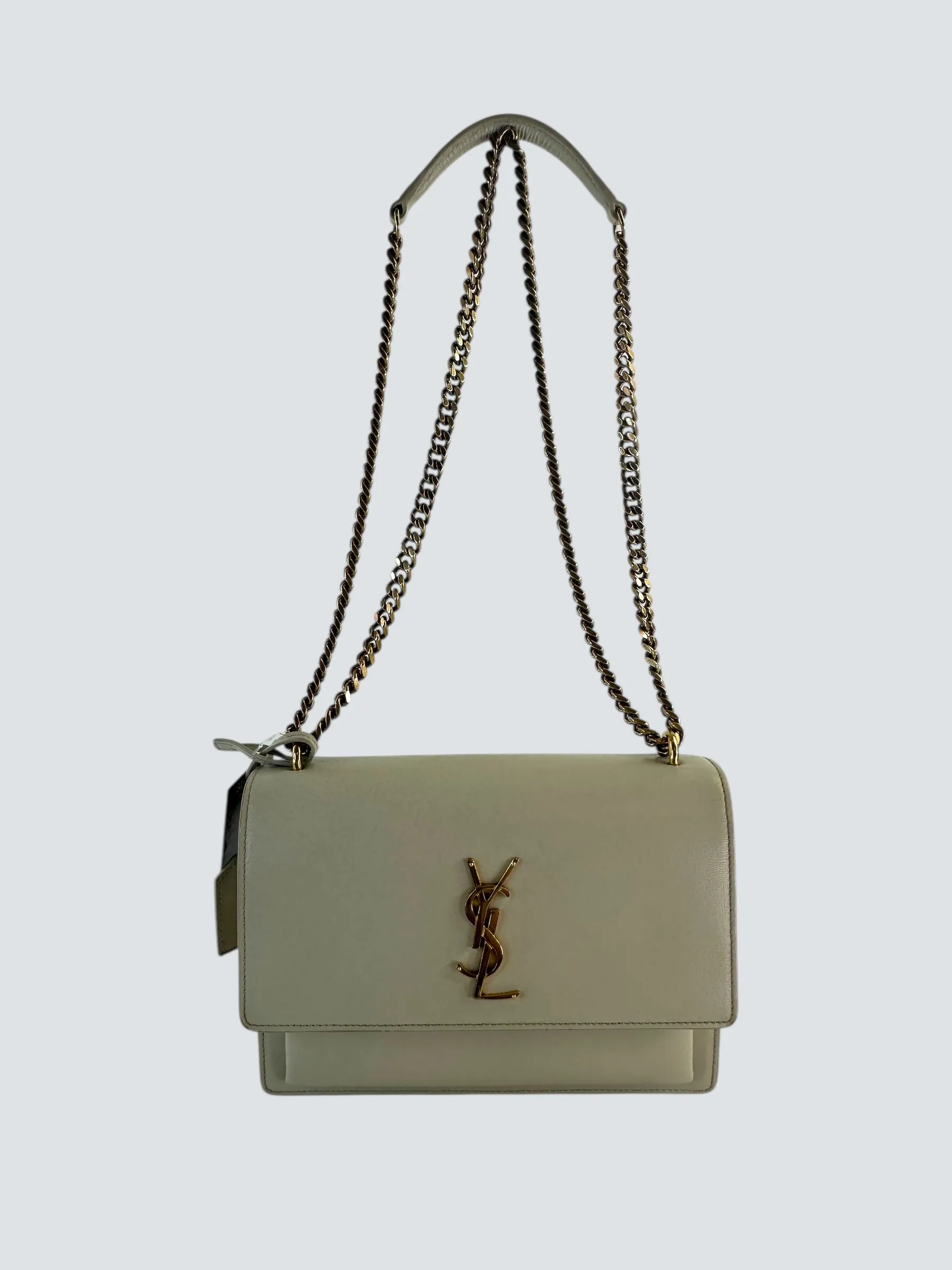 Saint Laurent Off White Leather Sunset Shoulder Bag
