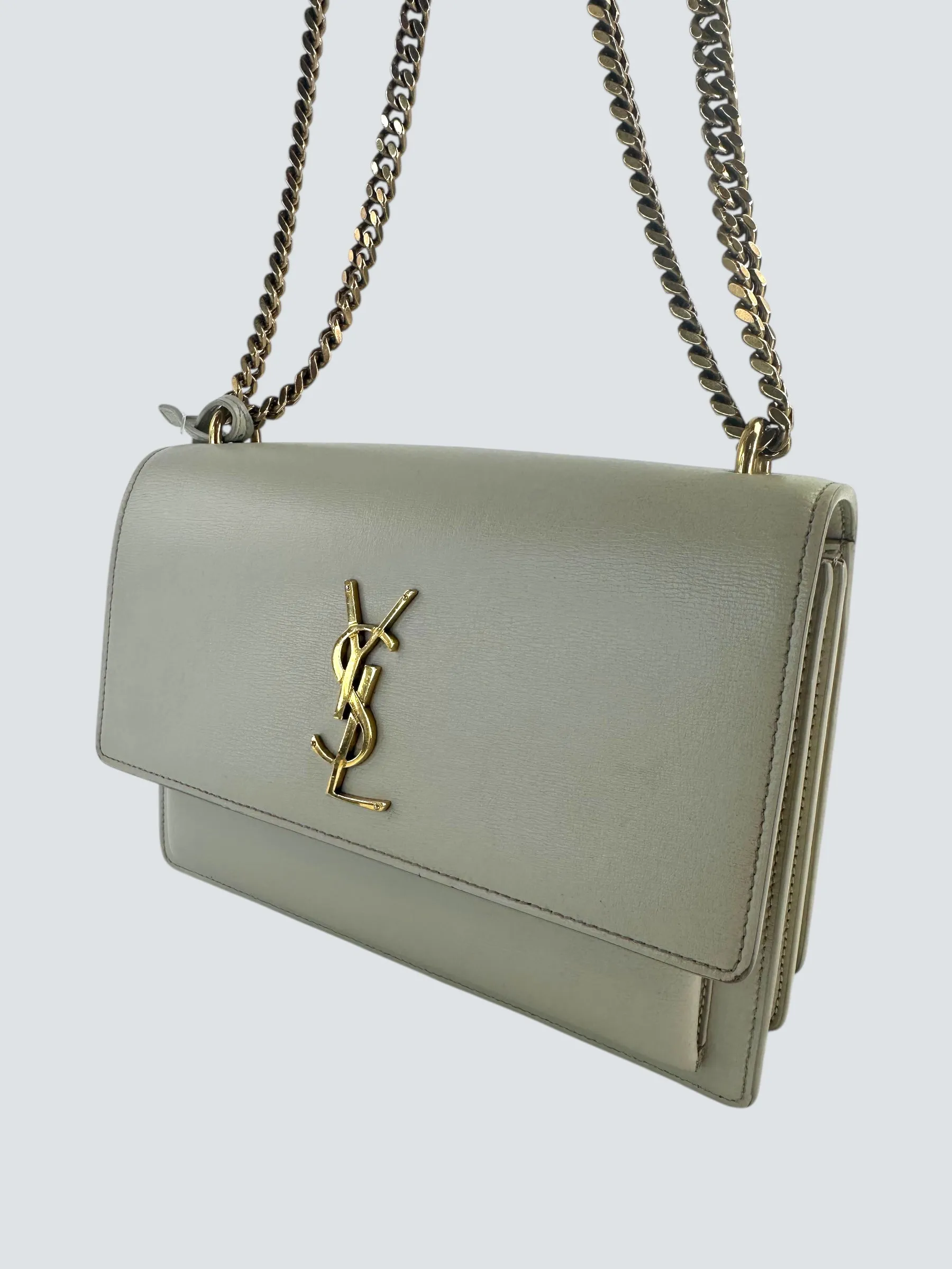 Saint Laurent Off White Leather Sunset Shoulder Bag