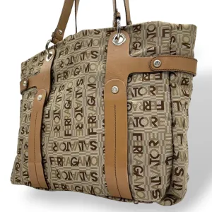 Salvatore Ferragamo  Canvas Leather Shoulder Bag Tote Bag (Pre-Owned)