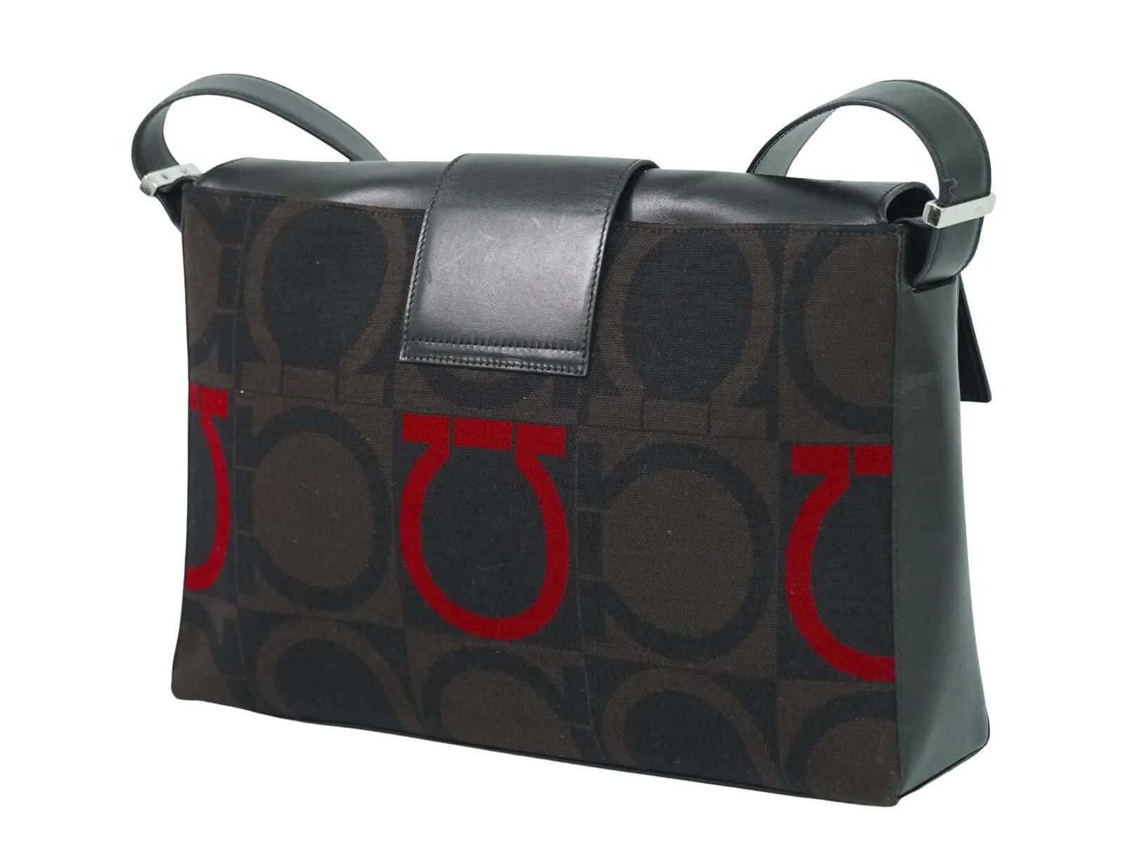 Salvatore Ferragamo Gancini Canvas Shoulder Bag (Pre-Owned)