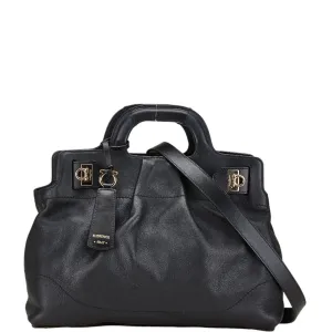Salvatore Ferragamo Gancini Leather Handbag Shoulder Bag (Pre-Owned)