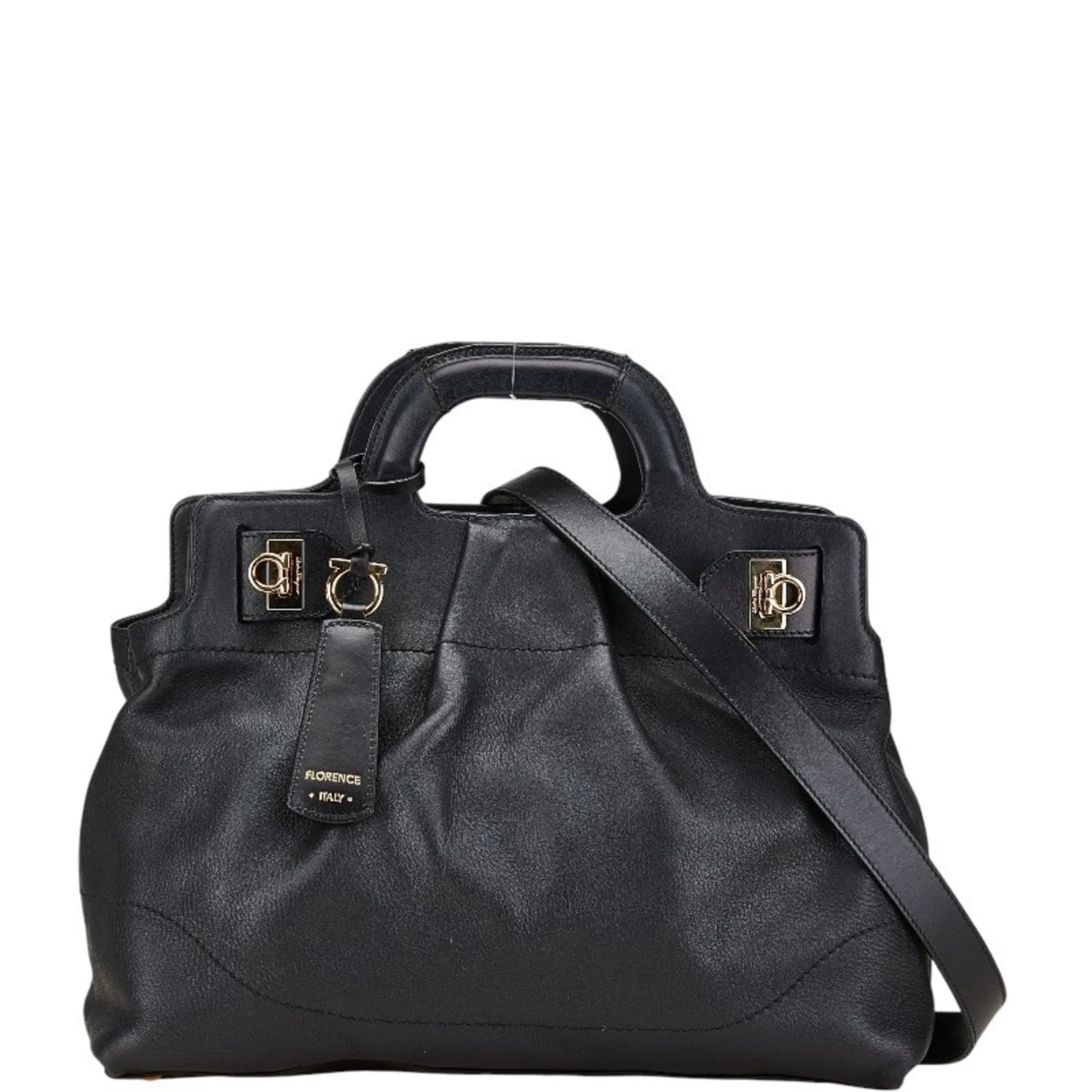 Salvatore Ferragamo Gancini Leather Handbag Shoulder Bag (Pre-Owned)