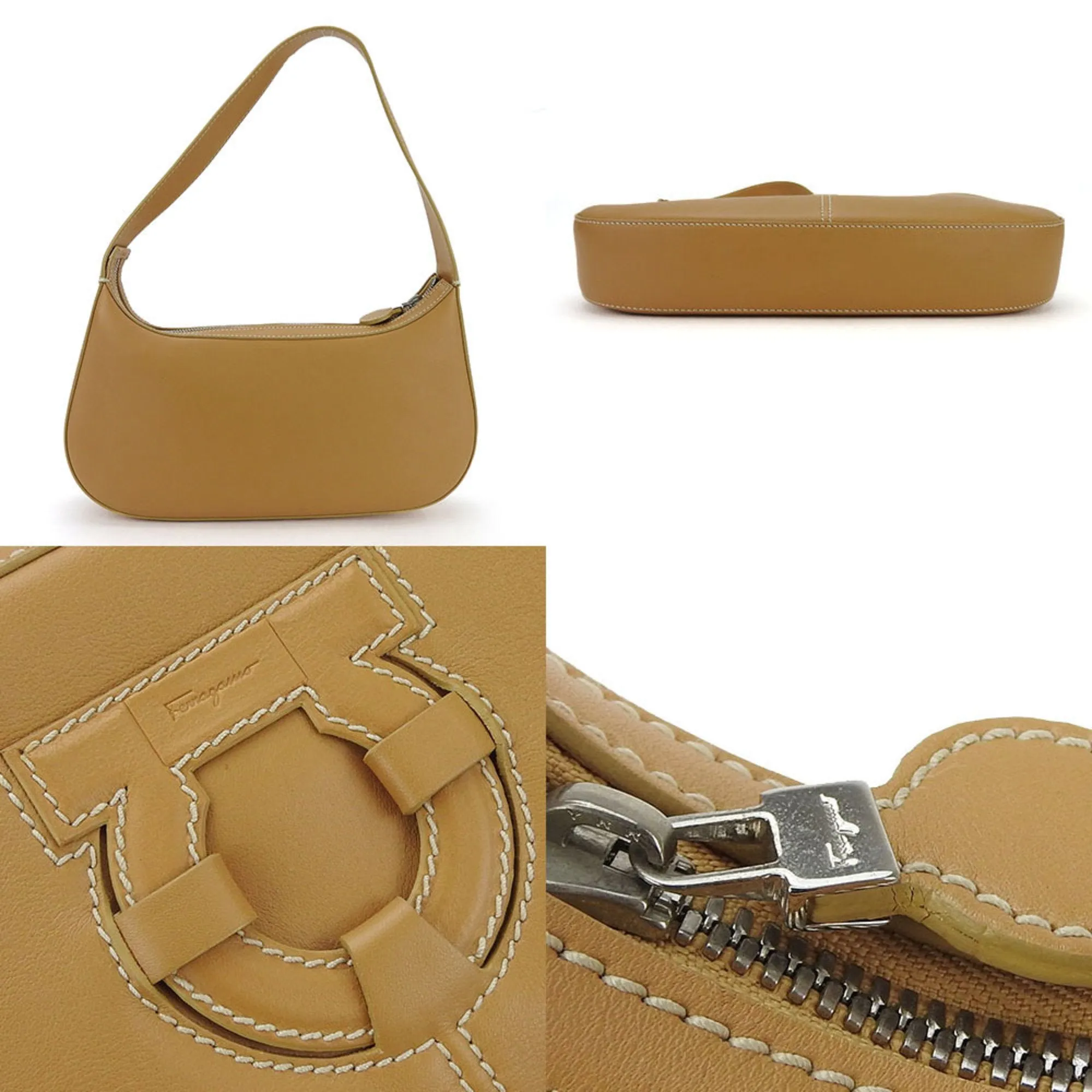 Salvatore Ferragamo Gancini Leather Shoulder Bag (Pre-Owned)