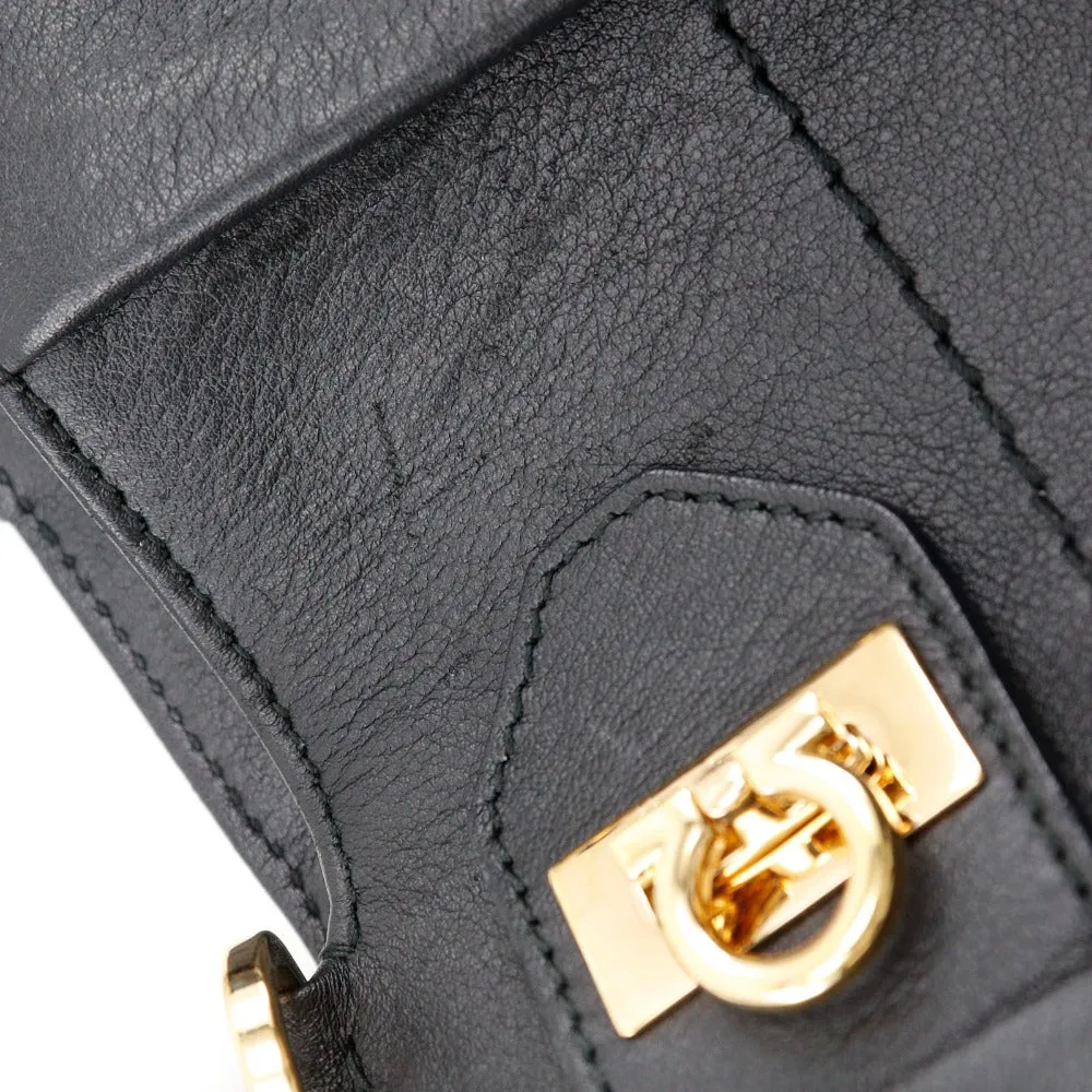 Salvatore Ferragamo Handbag EE-21 D477 Calfskin black 2WAYShoulder Florence Gancini Women Used