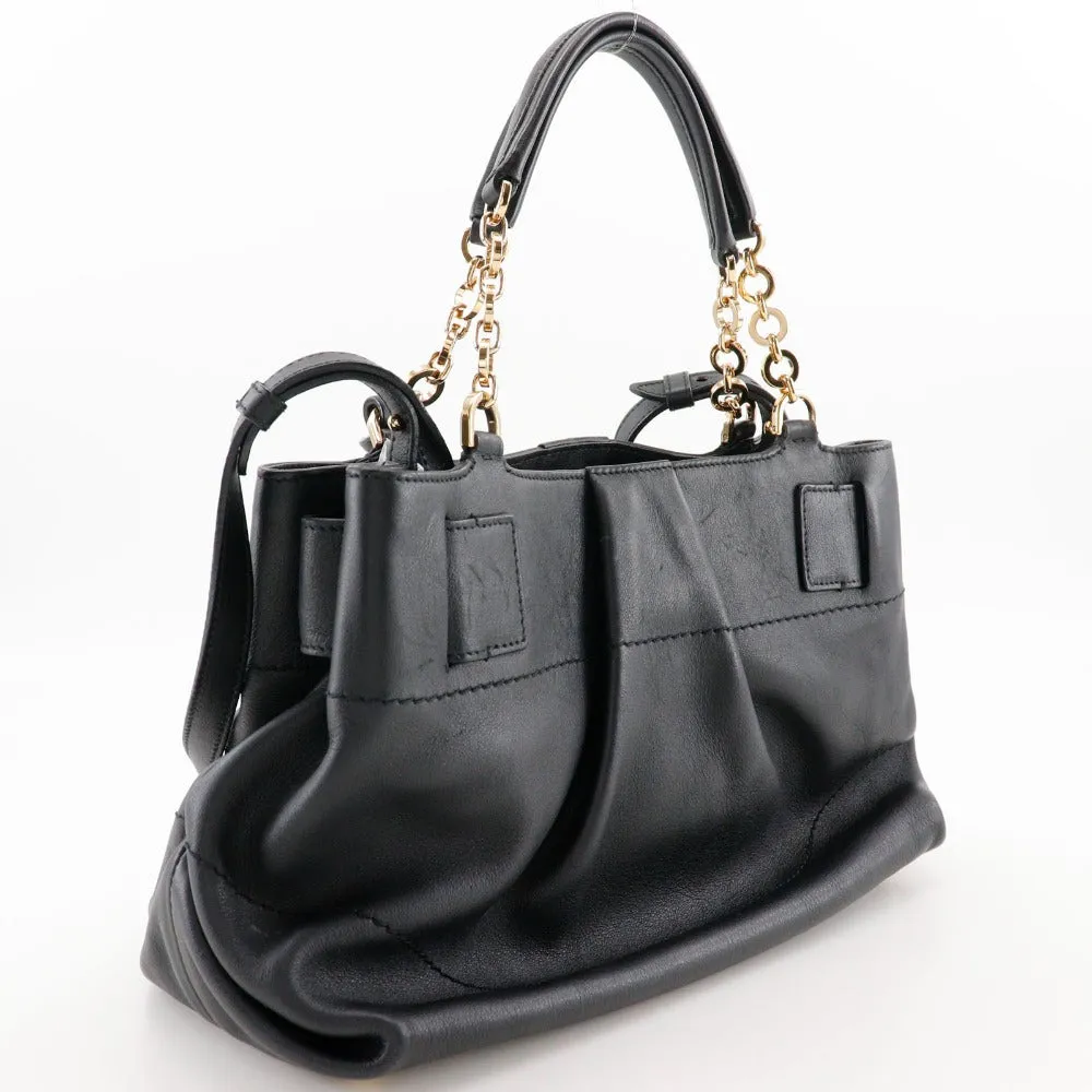 Salvatore Ferragamo Handbag EE-21 D477 Calfskin black 2WAYShoulder Florence Gancini Women Used