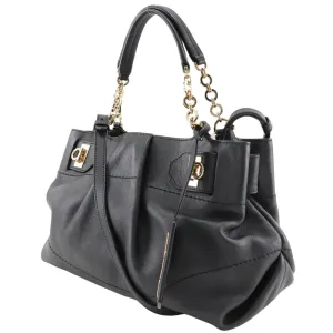 Salvatore Ferragamo Handbag EE-21 D477 Calfskin black 2WAYShoulder Florence Gancini Women Used