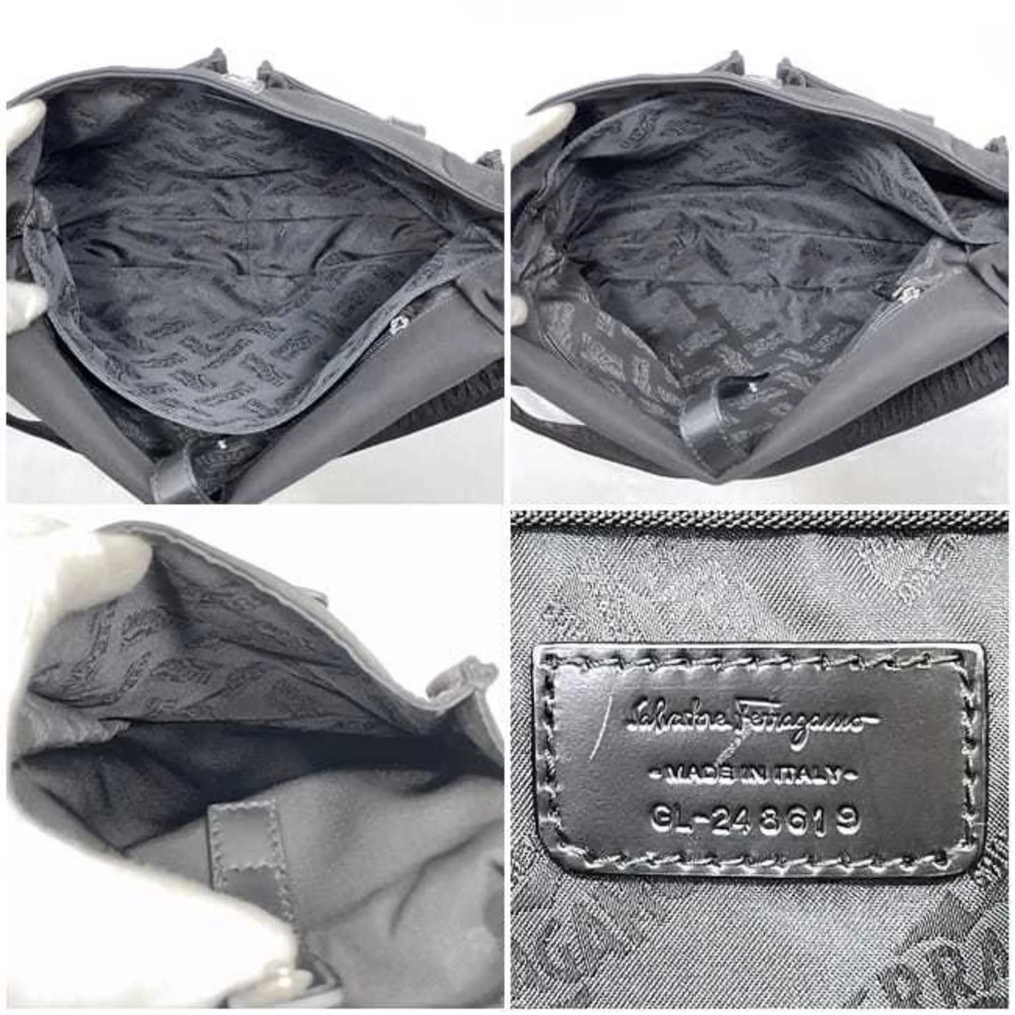 Salvatore Ferragamo Nylon Leather Messenger Bag Shoulder Bag (Pre-Owned)