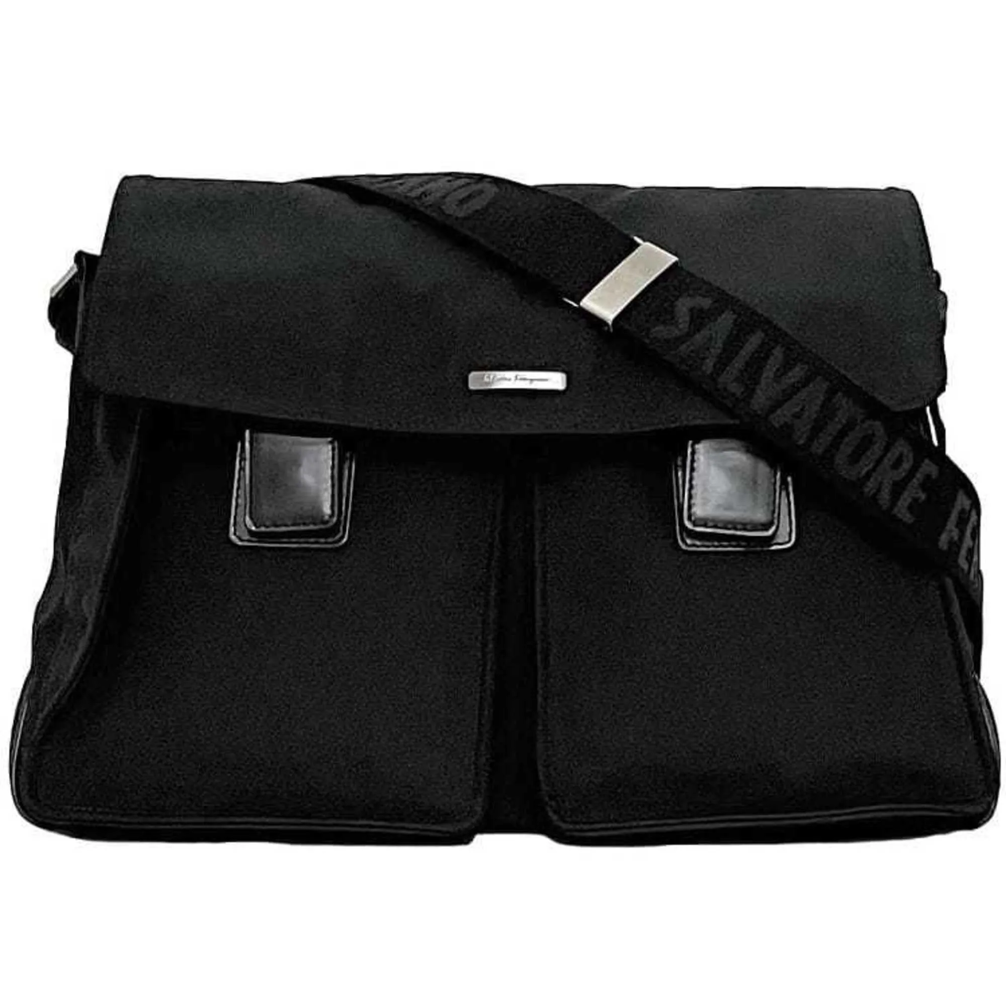 Salvatore Ferragamo Nylon Leather Messenger Bag Shoulder Bag (Pre-Owned)