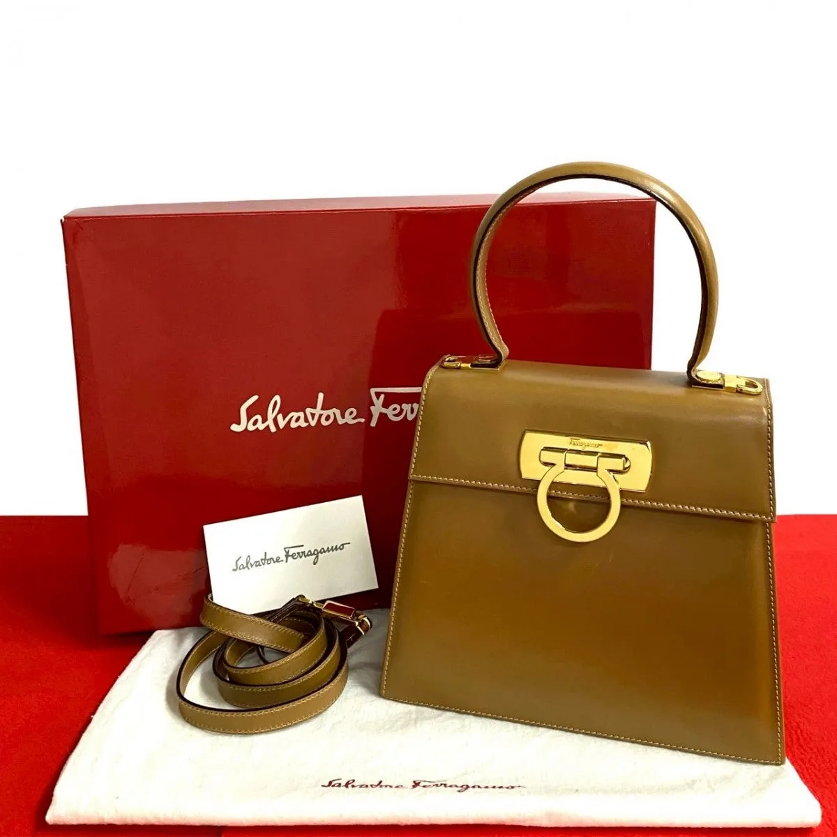 Salvatore Ferragamo Shoulder Bag leather Brown