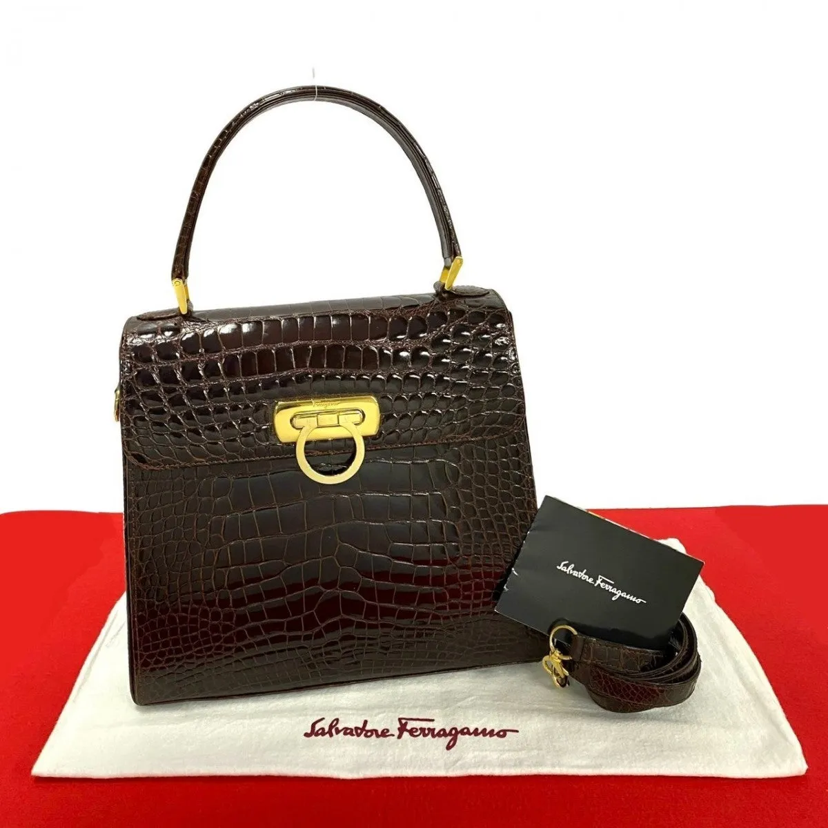 Salvatore Ferragamo Shoulder Bag leather Brown