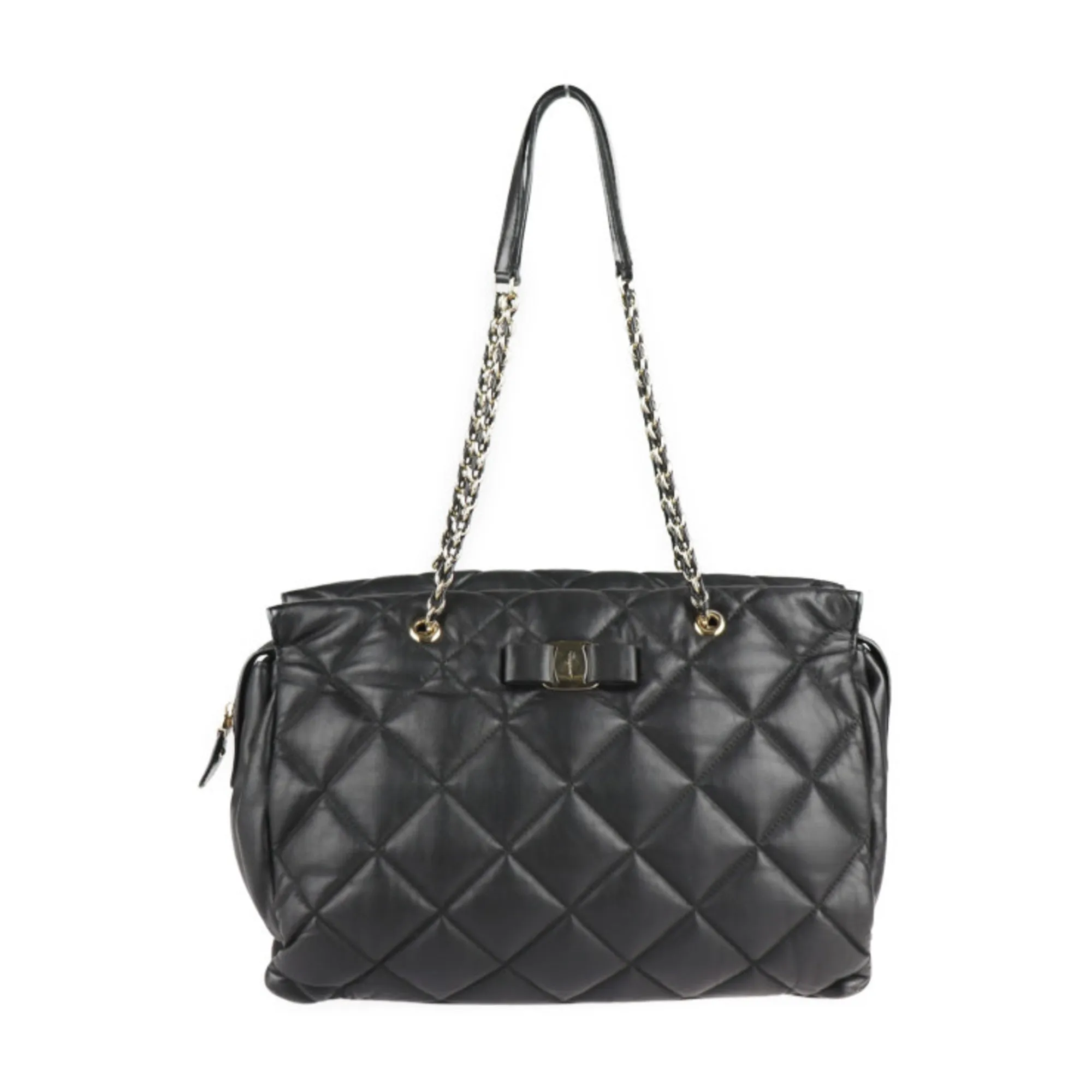 Salvatore Ferragamo Vara  Leather Handbag Shopping Bag Shoulder Bag Tote Bag (Pre-Owned)