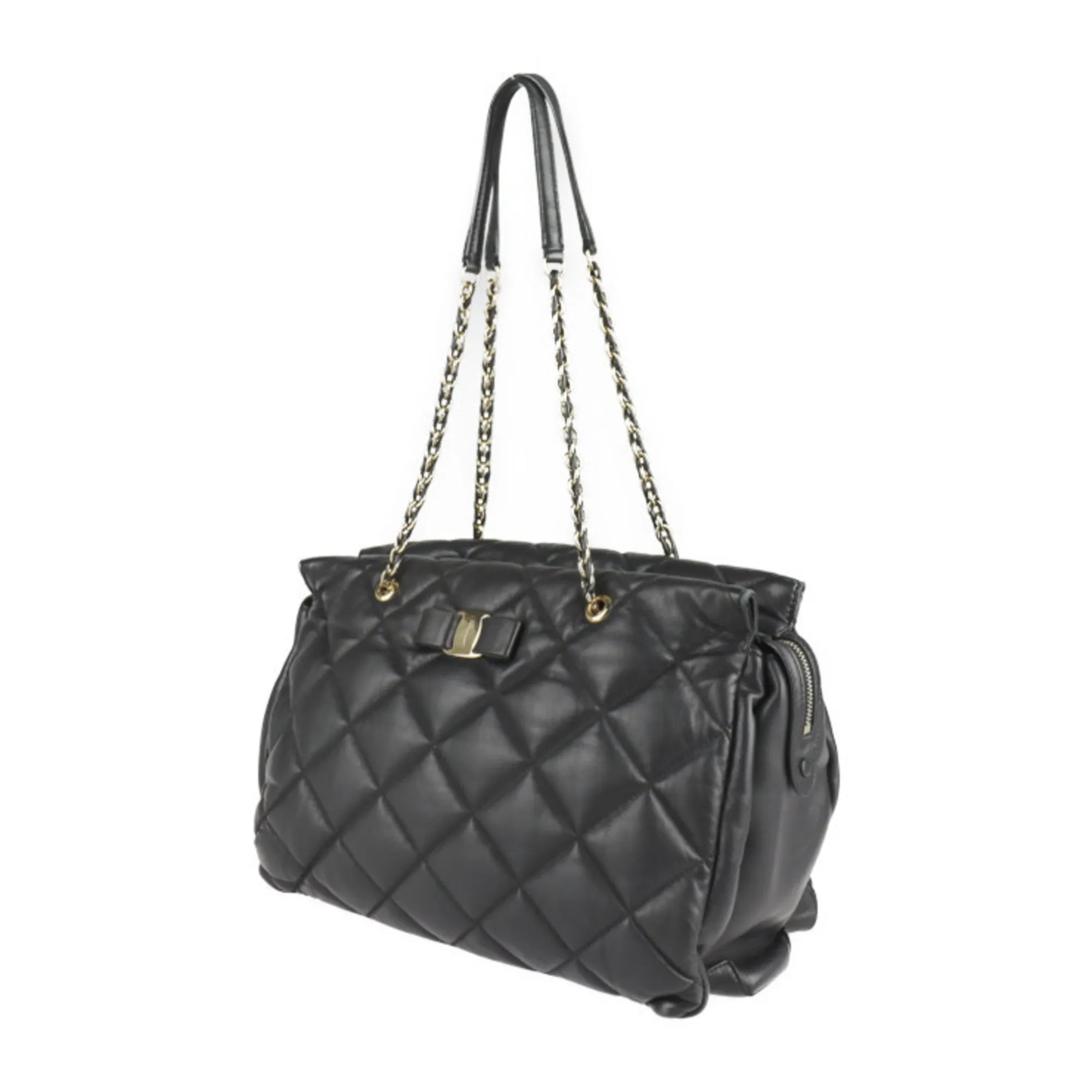 Salvatore Ferragamo Vara  Leather Handbag Shopping Bag Shoulder Bag Tote Bag (Pre-Owned)