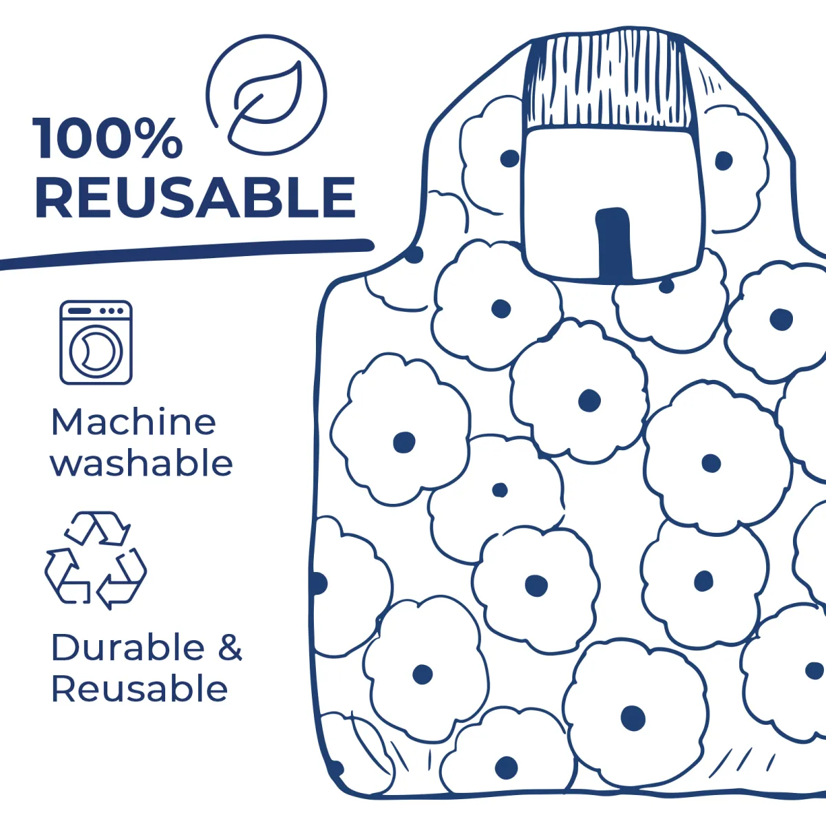 Sea Urchin Blue Blu Bag Reusable Shopping Bag - Machine Washable