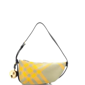 Shield Sling Shoulder Bag Check Canvas and Leather Mini