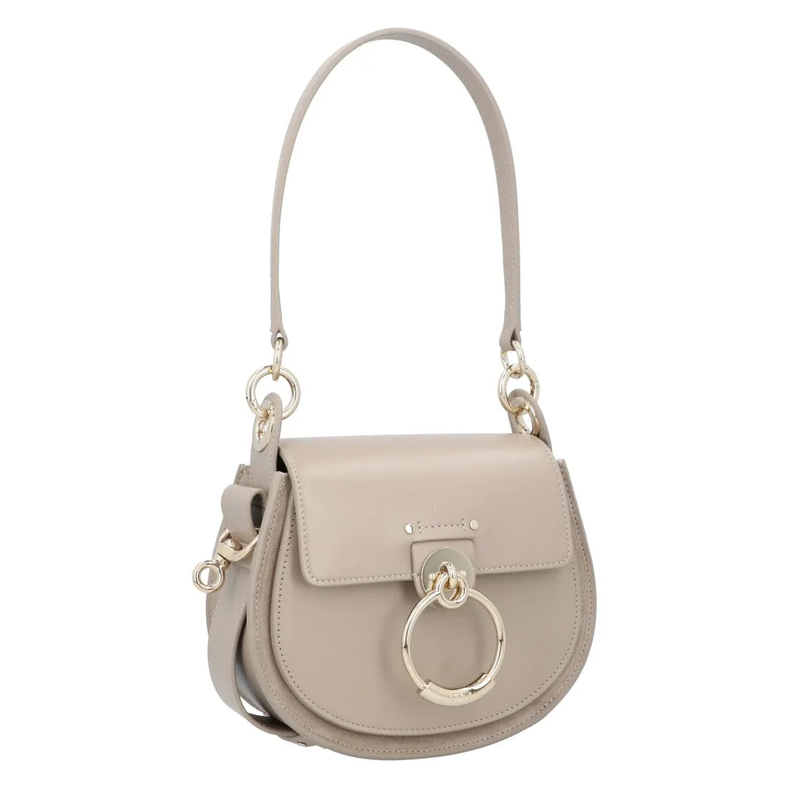 Small Tess Bag In Shiny Leather And Suede Grey