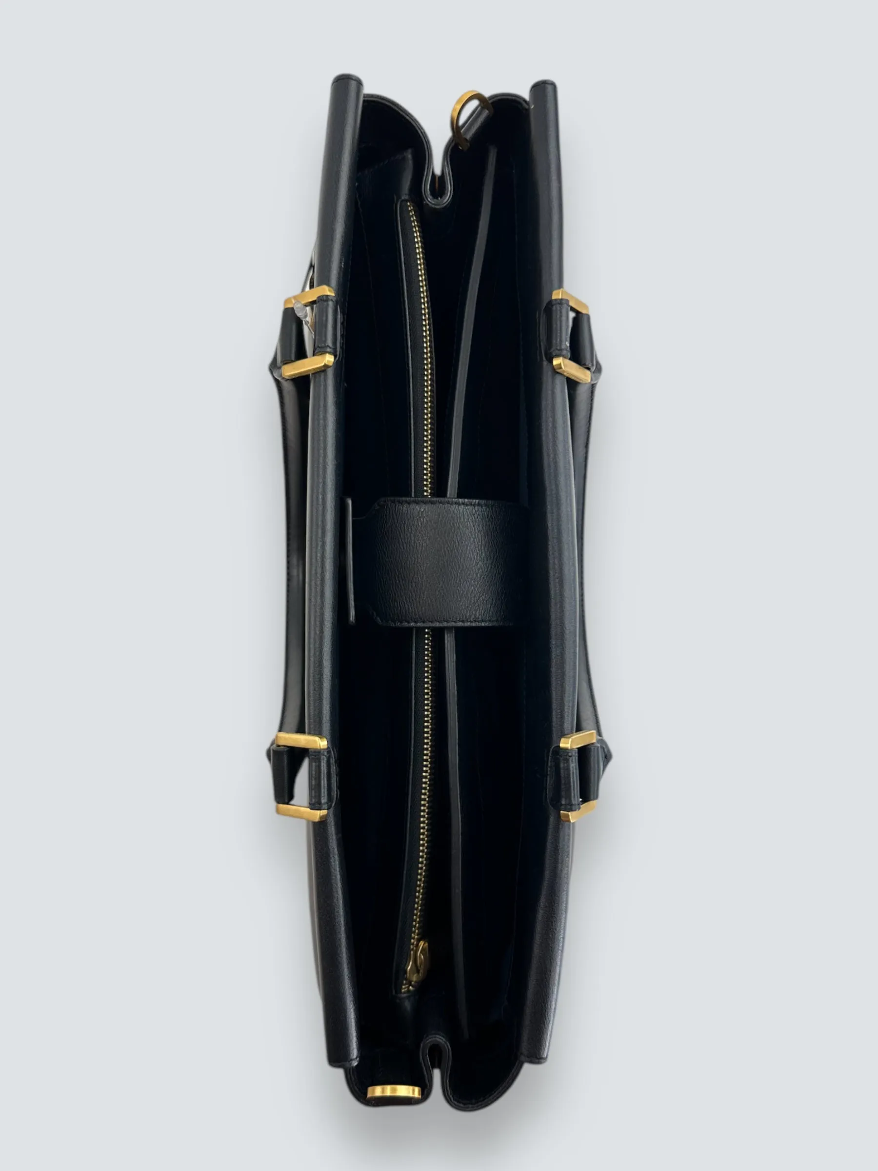 Smythson Black Leather Luggage Tote