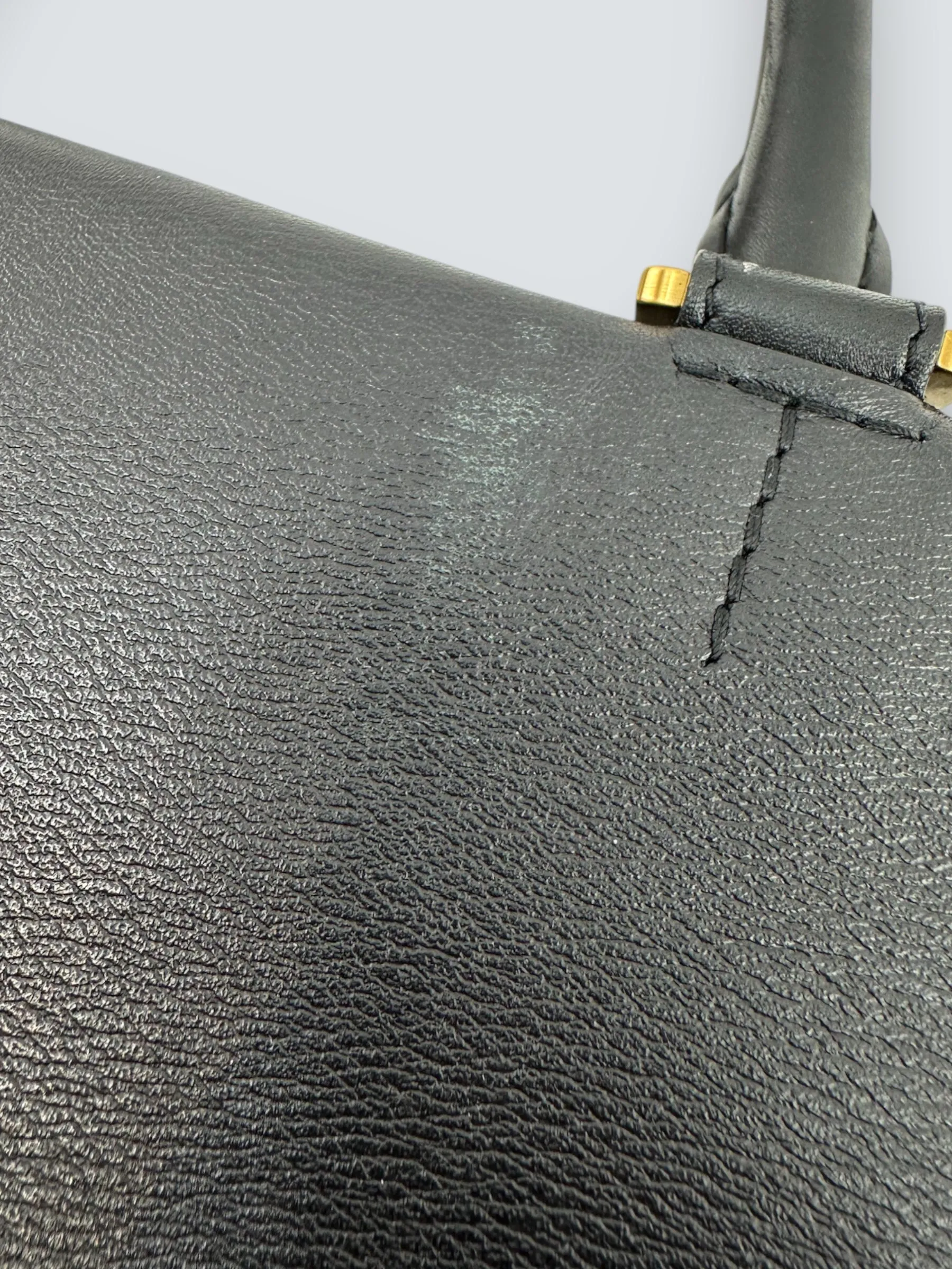 Smythson Black Leather Luggage Tote