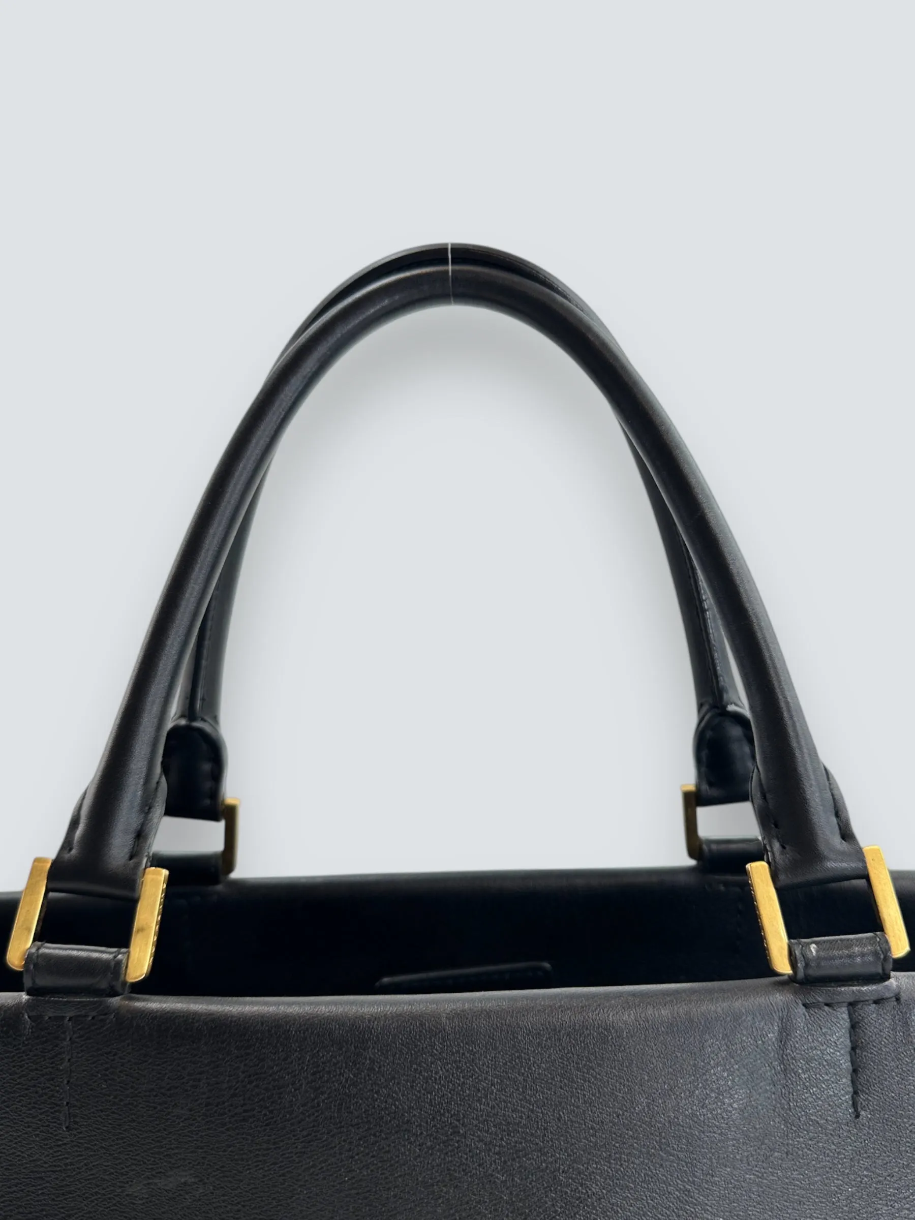 Smythson Black Leather Luggage Tote