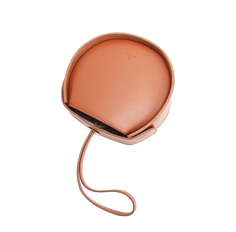 Stylish LEATHER WOMENs Circle Handbags Purse Round SHOULDER Purse for Women