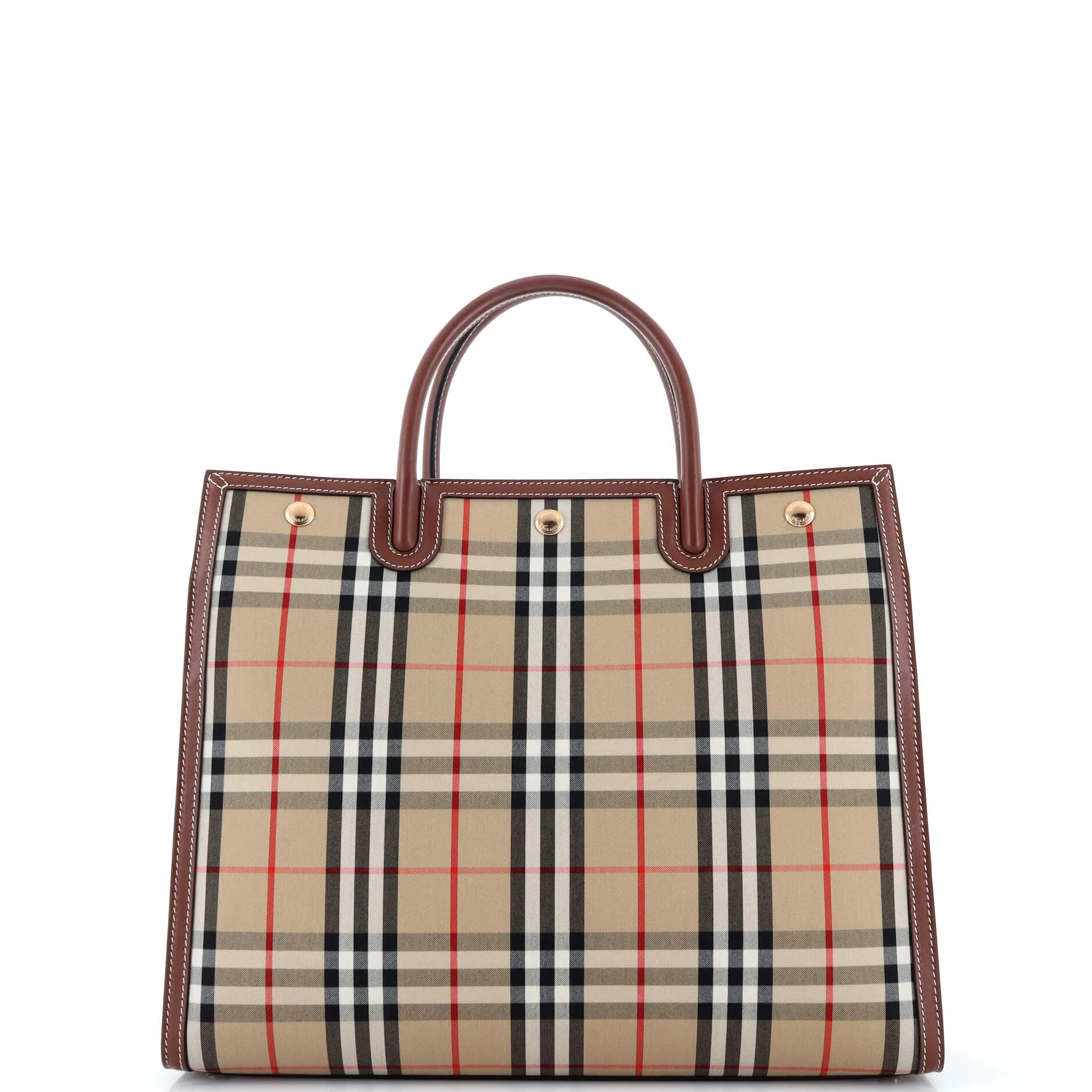 Title Two Handle Tote Vintage Check Canvas and Leather Medium