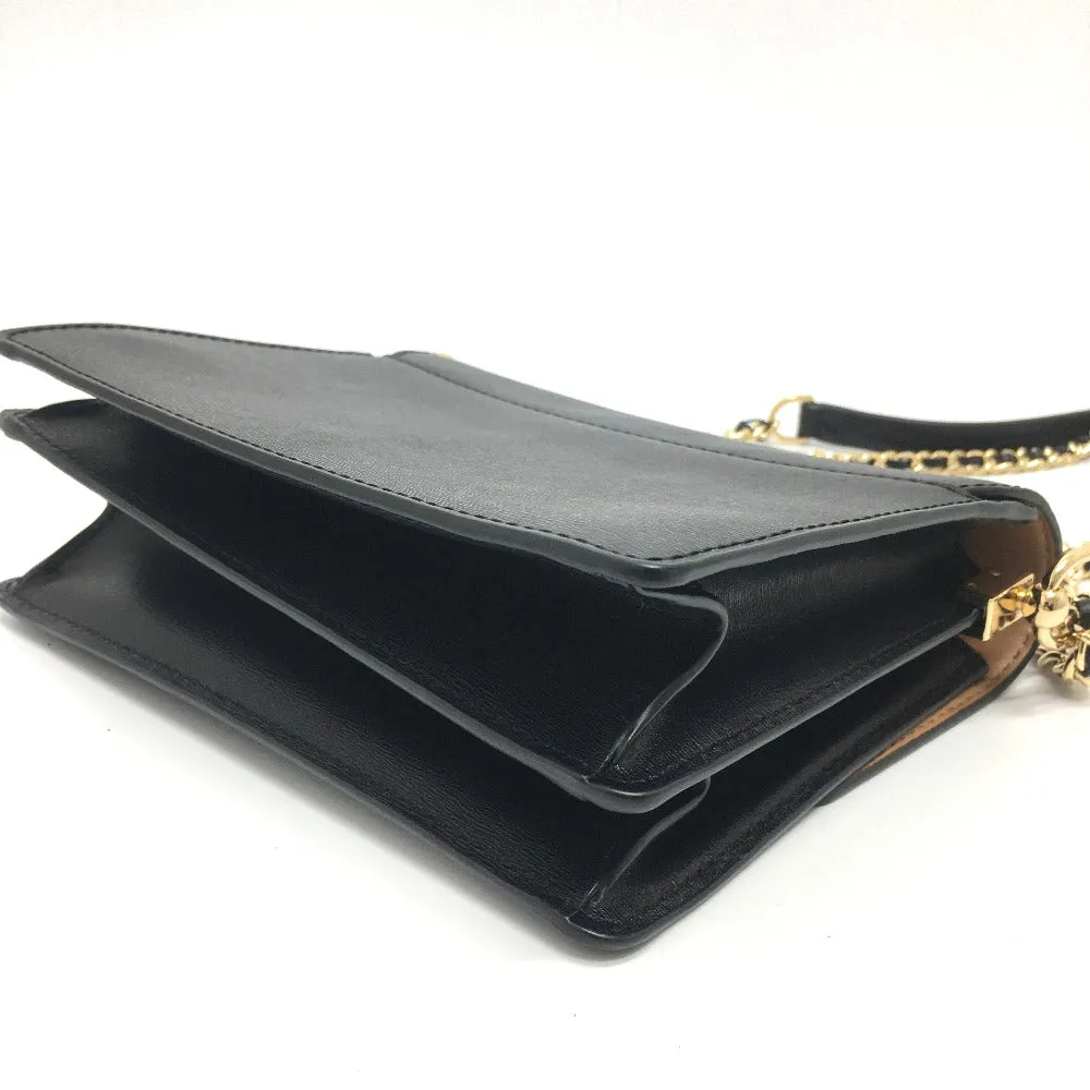 Tory Burch Shoulder Bag leather black logo Chain Women Used