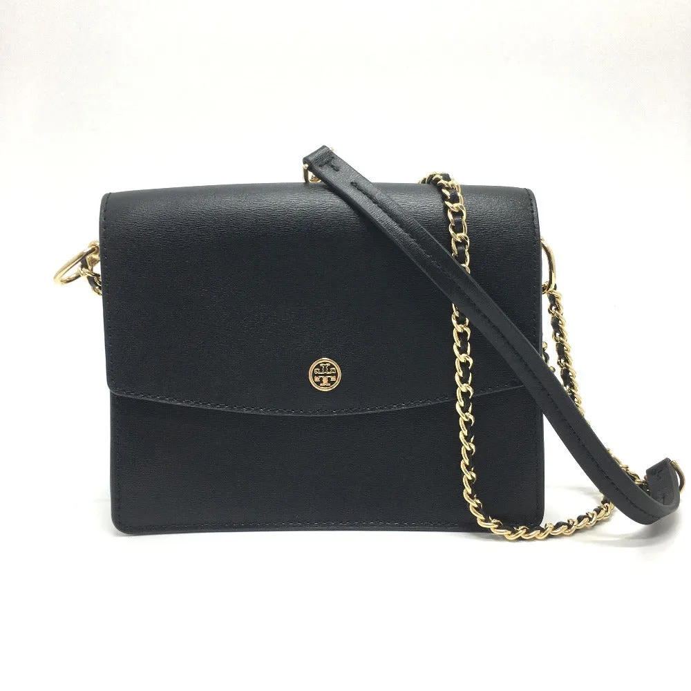 Tory Burch Shoulder Bag leather black logo Chain Women Used