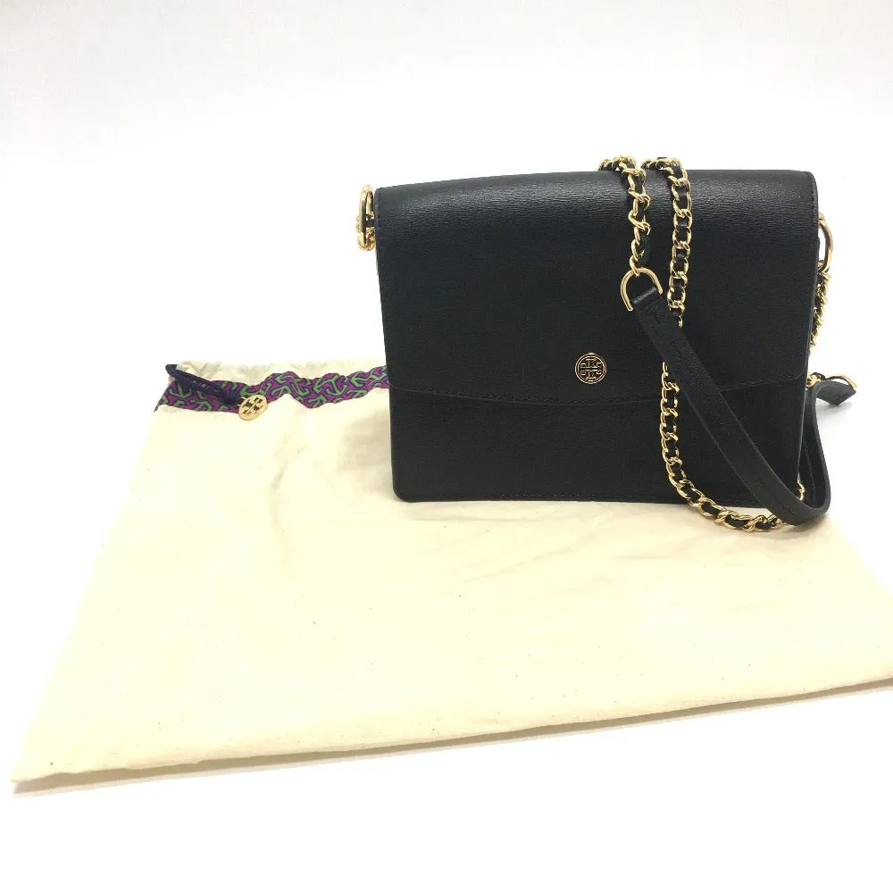 Tory Burch Shoulder Bag leather black logo Chain Women Used