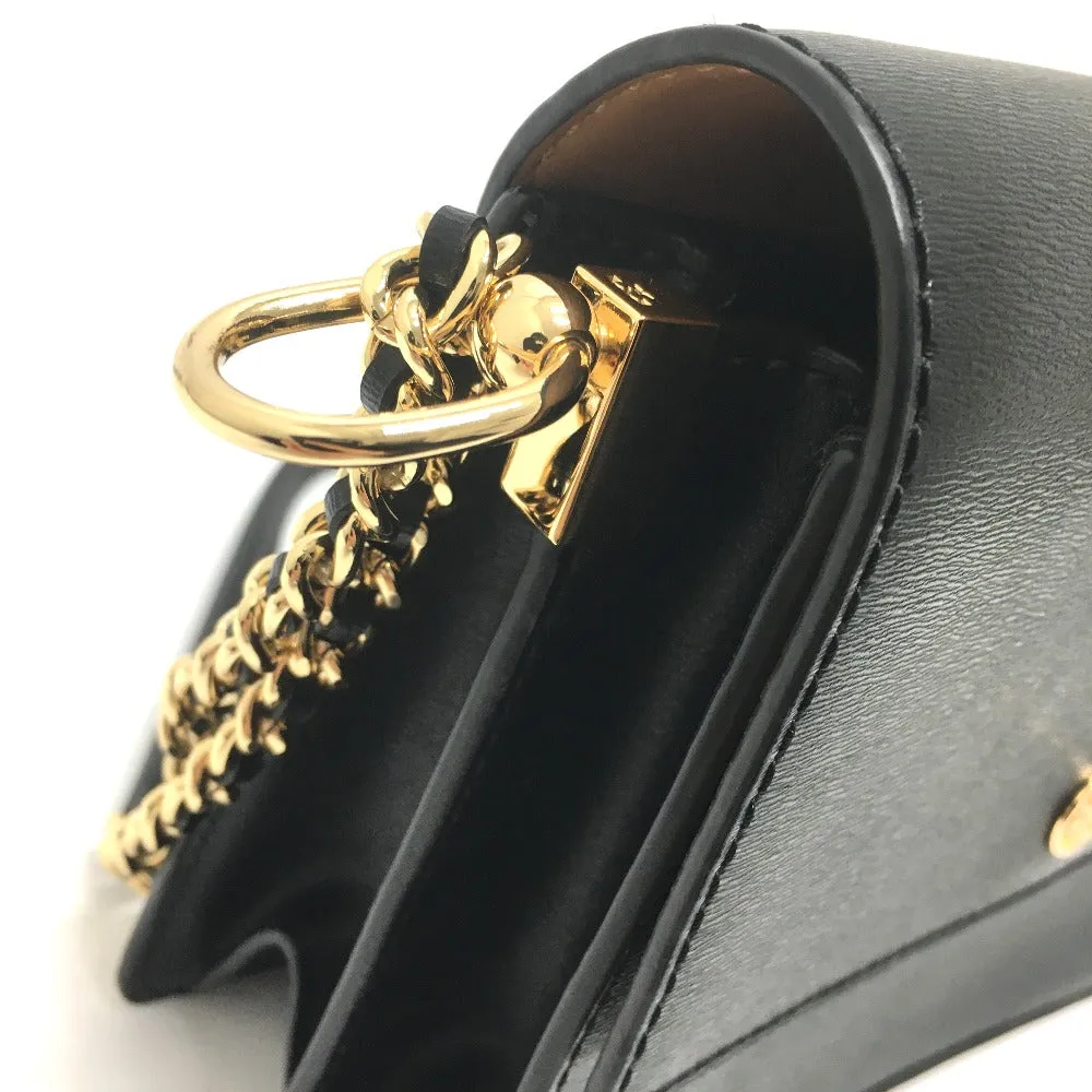 Tory Burch Shoulder Bag leather black logo Chain Women Used